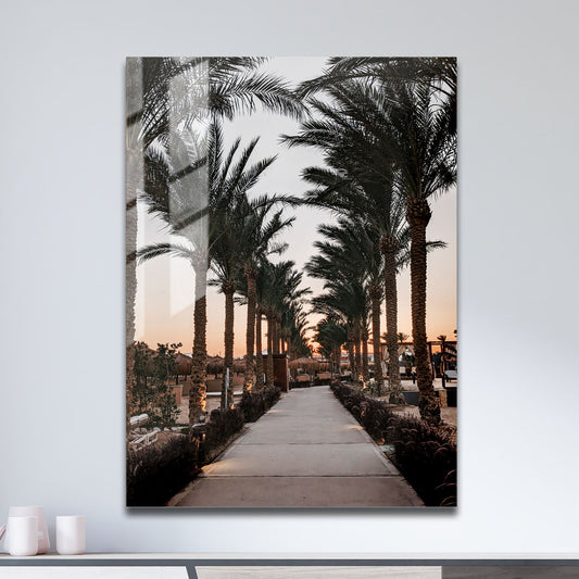 Wes Co Gallery Metal Poster Sunset Palm Promenade 11" x 17" Home Goods - Photography Border or edge to edge Metal Art Print