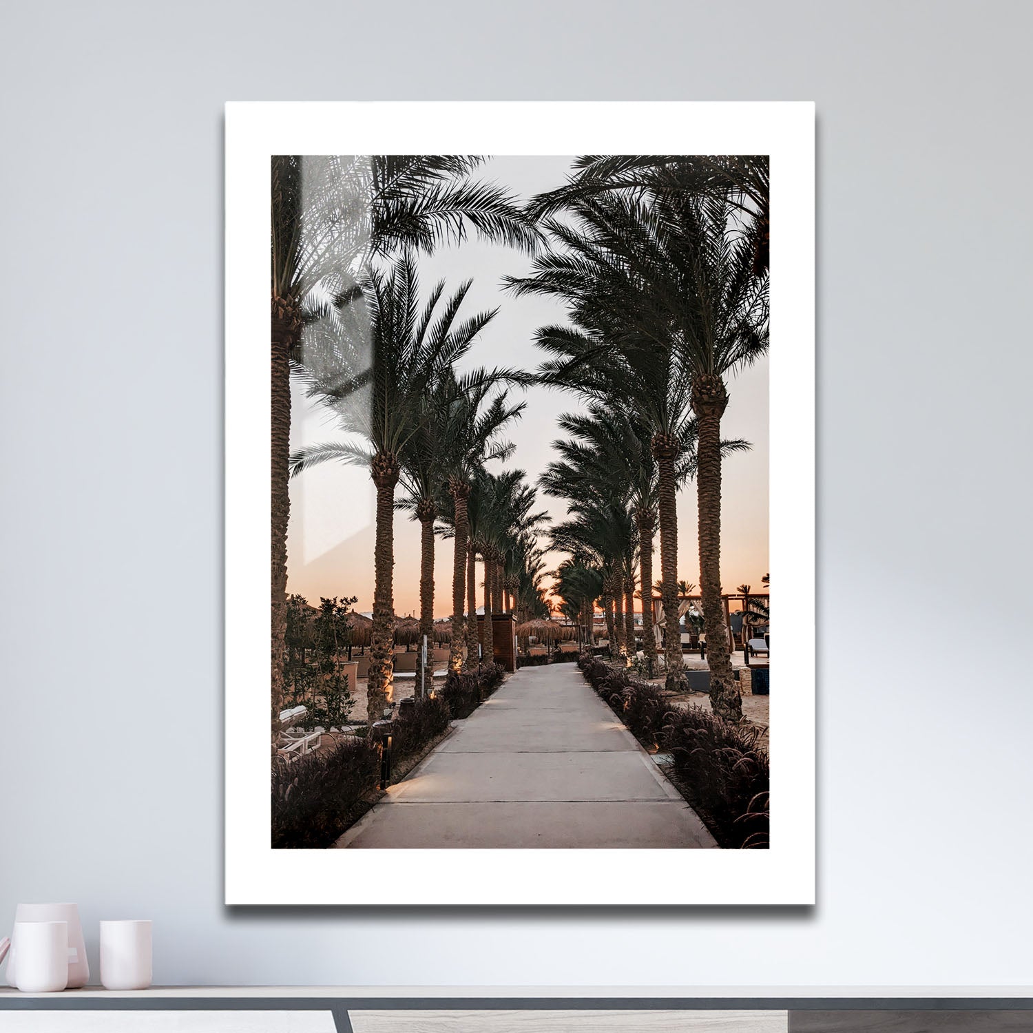 Wes Co Gallery Metal Poster Sunset Palm Promenade 16" x 24" Home Goods - Photography Border or edge to edge Metal Art Print