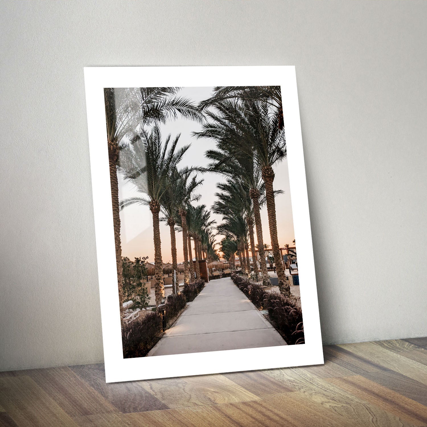 Wes Co Gallery Metal Poster Sunset Palm Promenade 24" x 36" Home Goods - Photography Border or edge to edge Metal Art Print