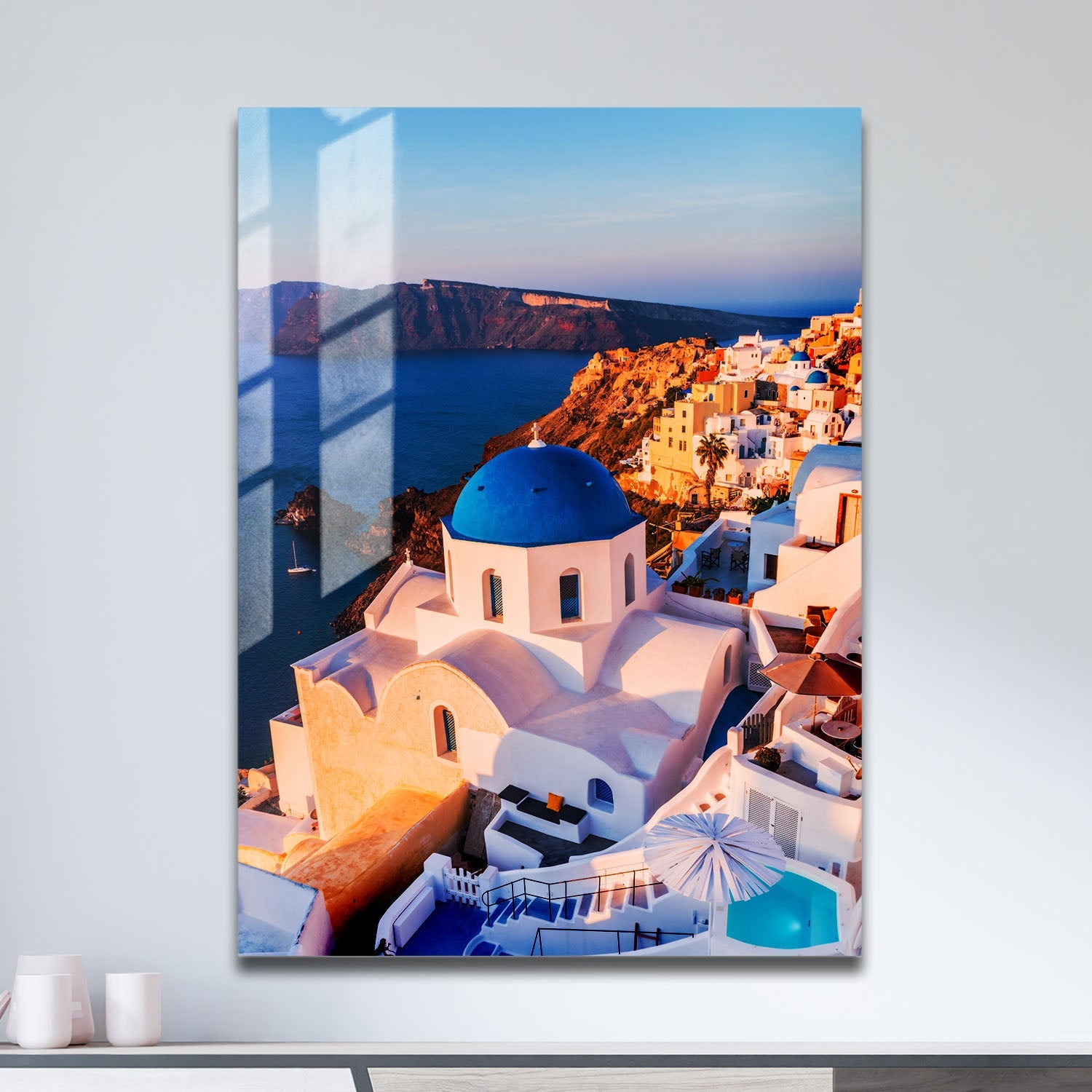 Wes Co Gallery Metal Poster Santorini Sunset 11" x 17" Home Goods - Travels Border or edge to edge Metal Art Print