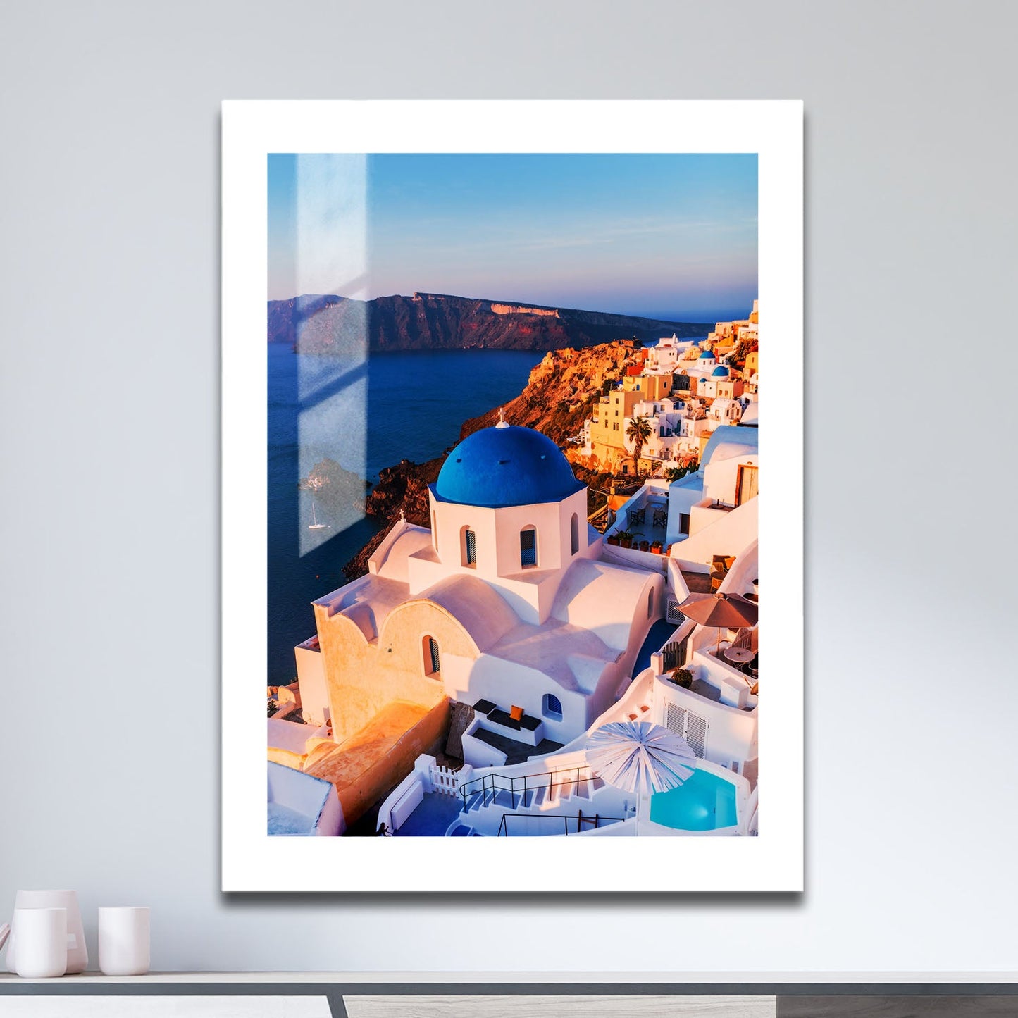 Wes Co Gallery Metal Poster Santorini Sunset 16" x 24" Home Goods - Travels Border or edge to edge Metal Art Print