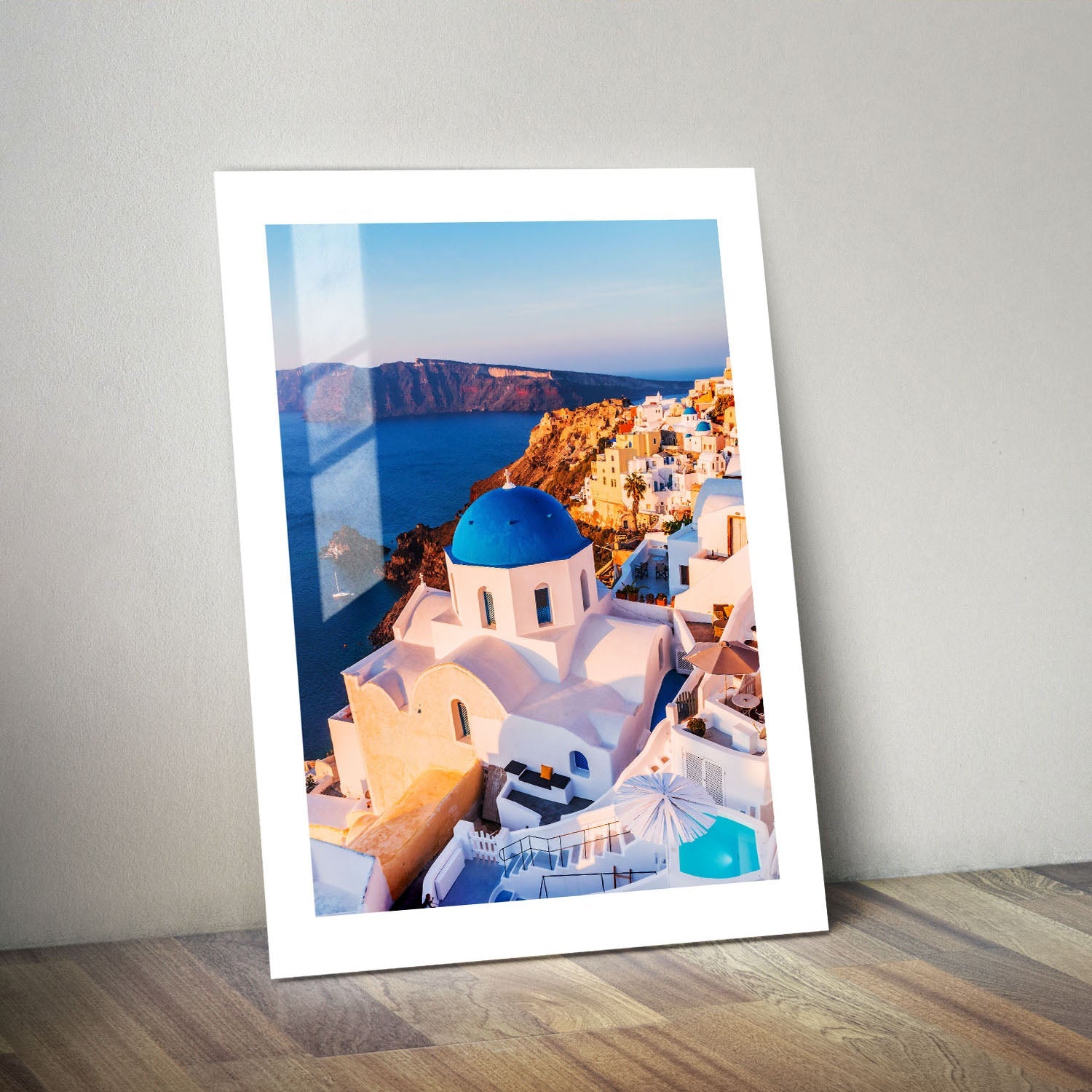 Wes Co Gallery Metal Poster Santorini Sunset 24" x 36" Home Goods - Travels Border or edge to edge Metal Art Print