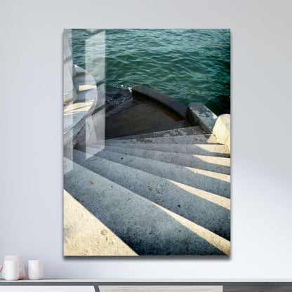 Wes Co Gallery Metal Poster Stairway to the Sea 11" x 17" Home Goods - Coastal Border or edge to edge Metal Art Print