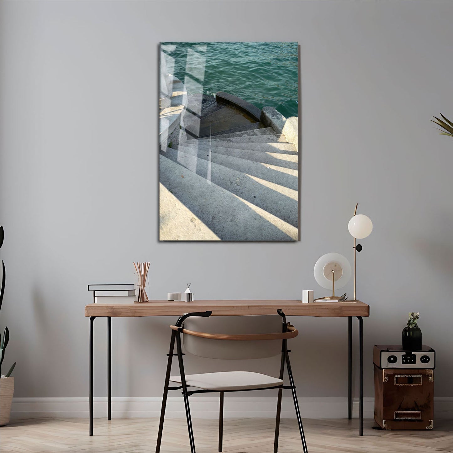 Wes Co Gallery Metal Poster Stairway to the Sea 11" x 17" Home Goods - Coastal Border or edge to edge Metal Art Print