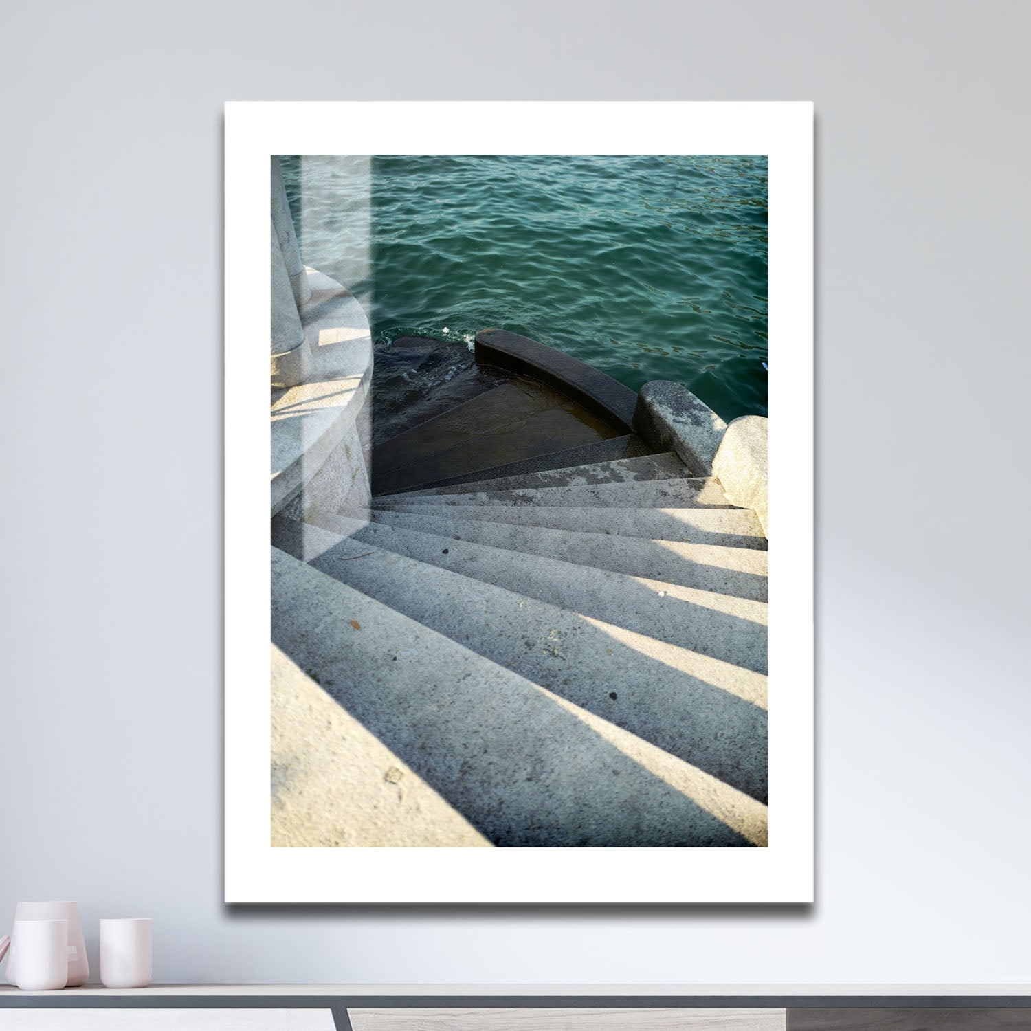 Wes Co Gallery Metal Poster Stairway to the Sea 16" x 24" Home Goods - Coastal Border or edge to edge Metal Art Print