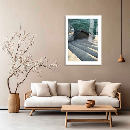 Wes Co Gallery Metal Poster Stairway to the Sea 16" x 24" Home Goods - Coastal Border or edge to edge Metal Art Print