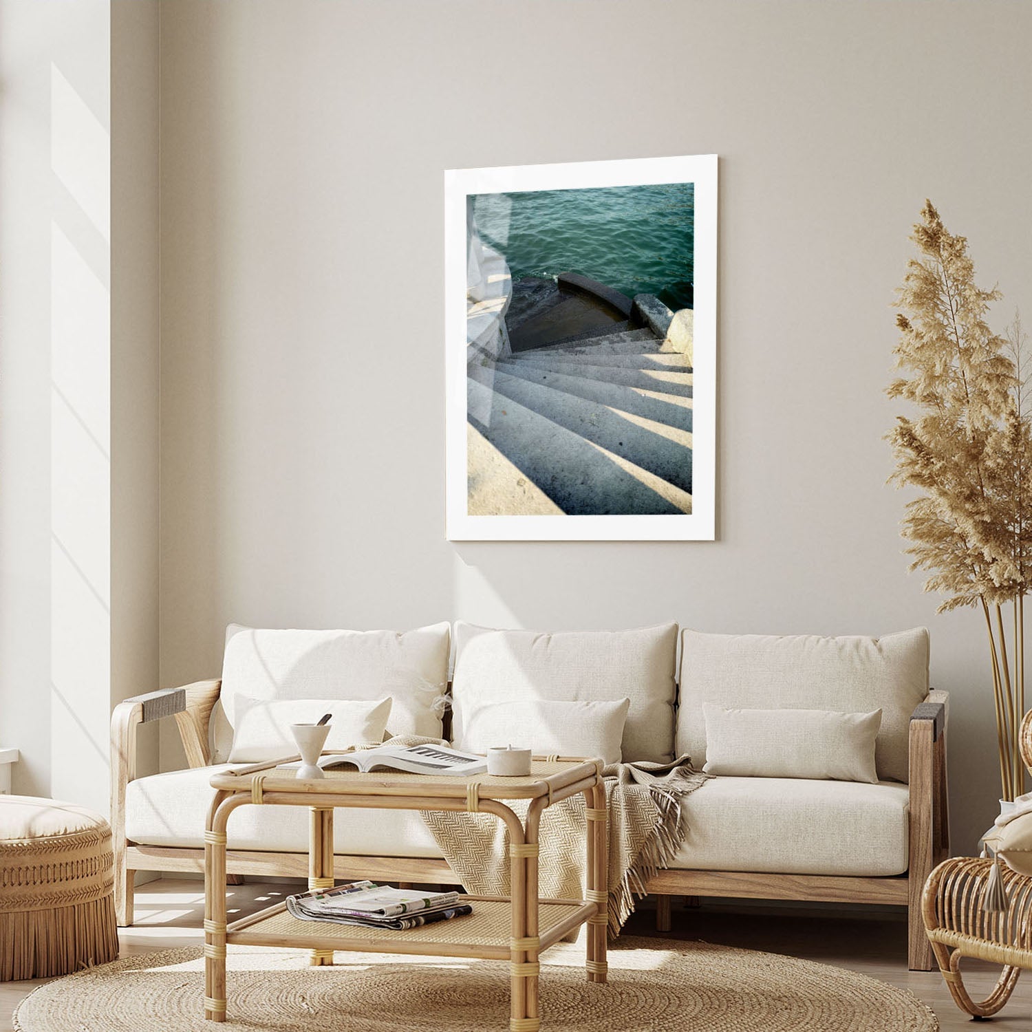 Wes Co Gallery Metal Poster Stairway to the Sea 16" x 24" Home Goods - Coastal Border or edge to edge Metal Art Print