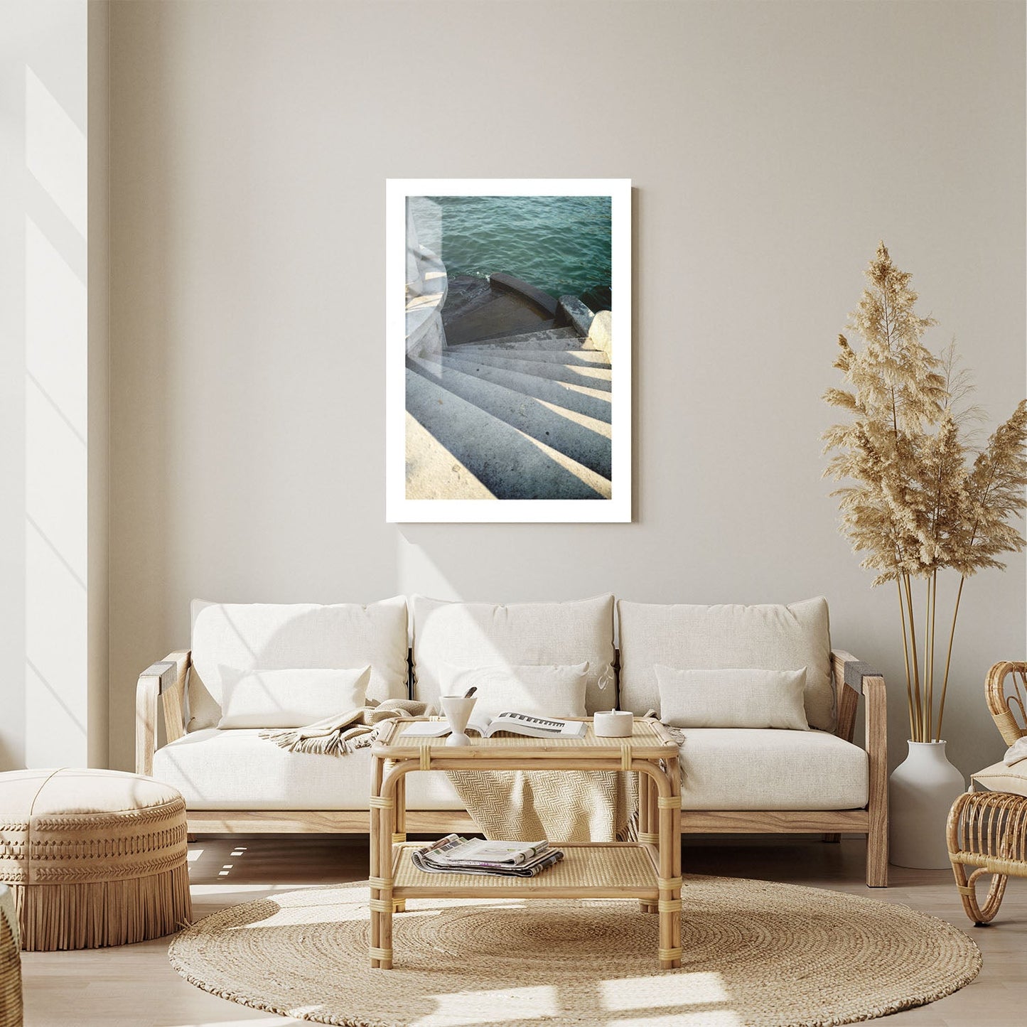 Wes Co Gallery Metal Poster Stairway to the Sea 24" x 36" Home Goods - Coastal Border or edge to edge Metal Art Print