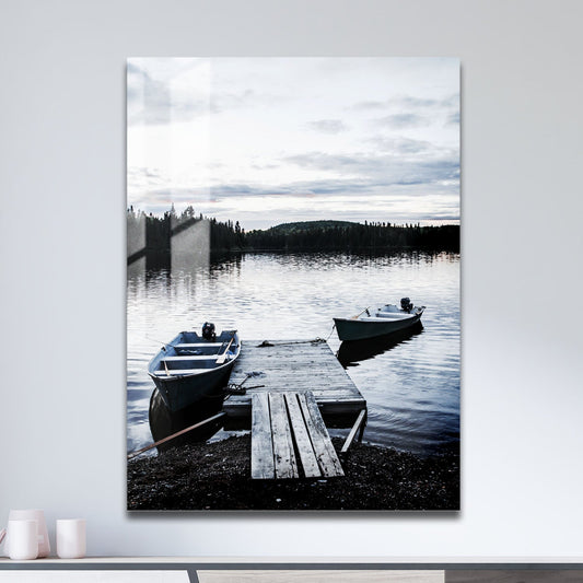 Wes Co Gallery Metal Poster Tranquil Lakeside Dawn 11" x 17" Home Goods - Coastal Border or edge to edge Metal Art Print