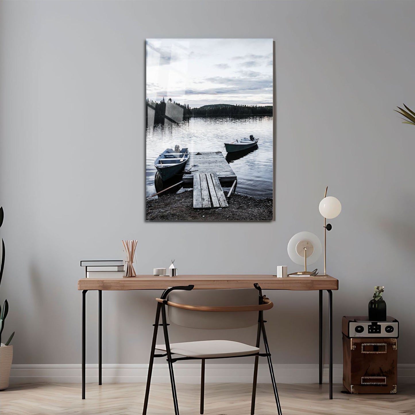 Wes Co Gallery Metal Poster Tranquil Lakeside Dawn 11" x 17" Home Goods - Coastal Border or edge to edge Metal Art Print