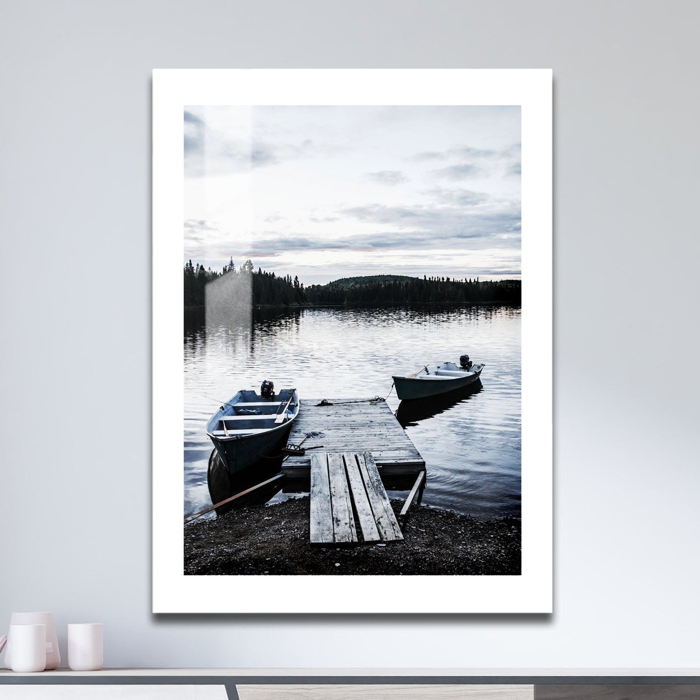 Wes Co Gallery Metal Poster Tranquil Lakeside Dawn 16" x 24" Home Goods - Coastal Border or edge to edge Metal Art Print