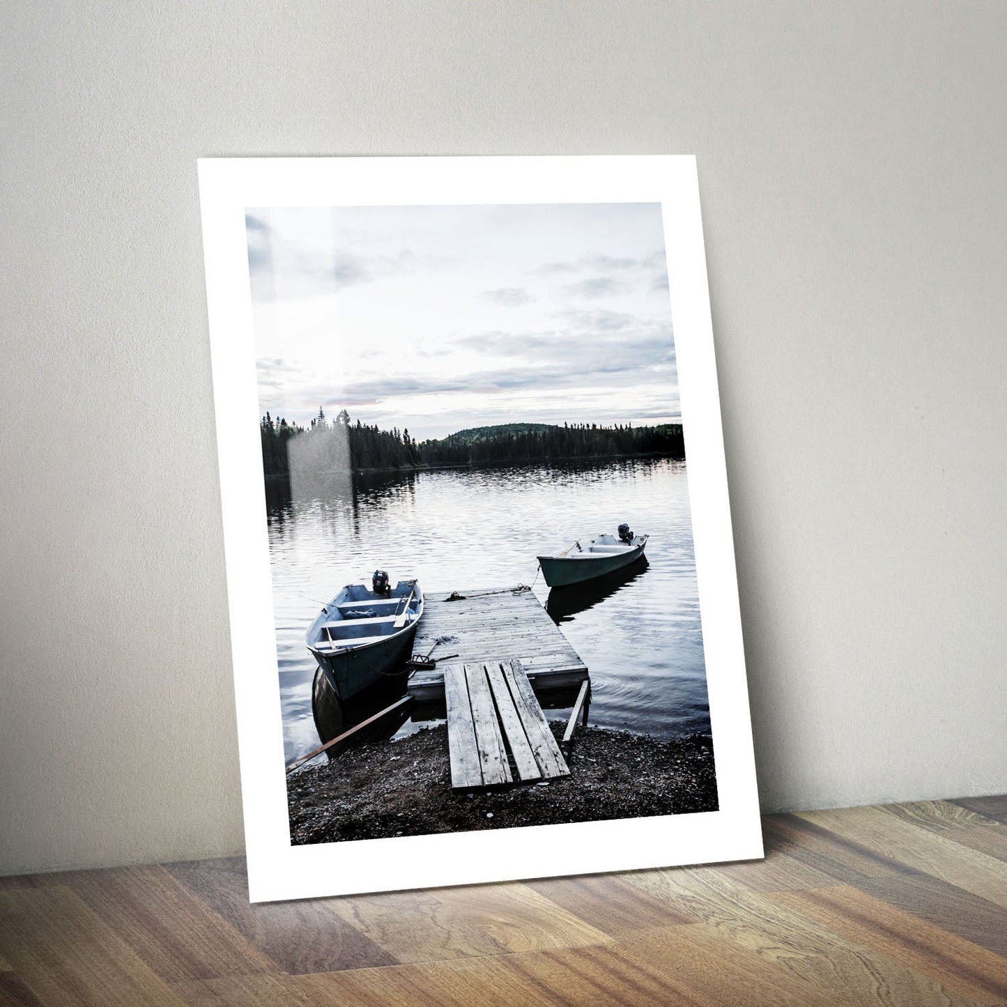 Wes Co Gallery Metal Poster Tranquil Lakeside Dawn 24" x 36" Home Goods - Coastal Border or edge to edge Metal Art Print