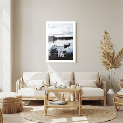 Wes Co Gallery Metal Poster Tranquil Lakeside Dawn 24" x 36" Home Goods - Coastal Border or edge to edge Metal Art Print