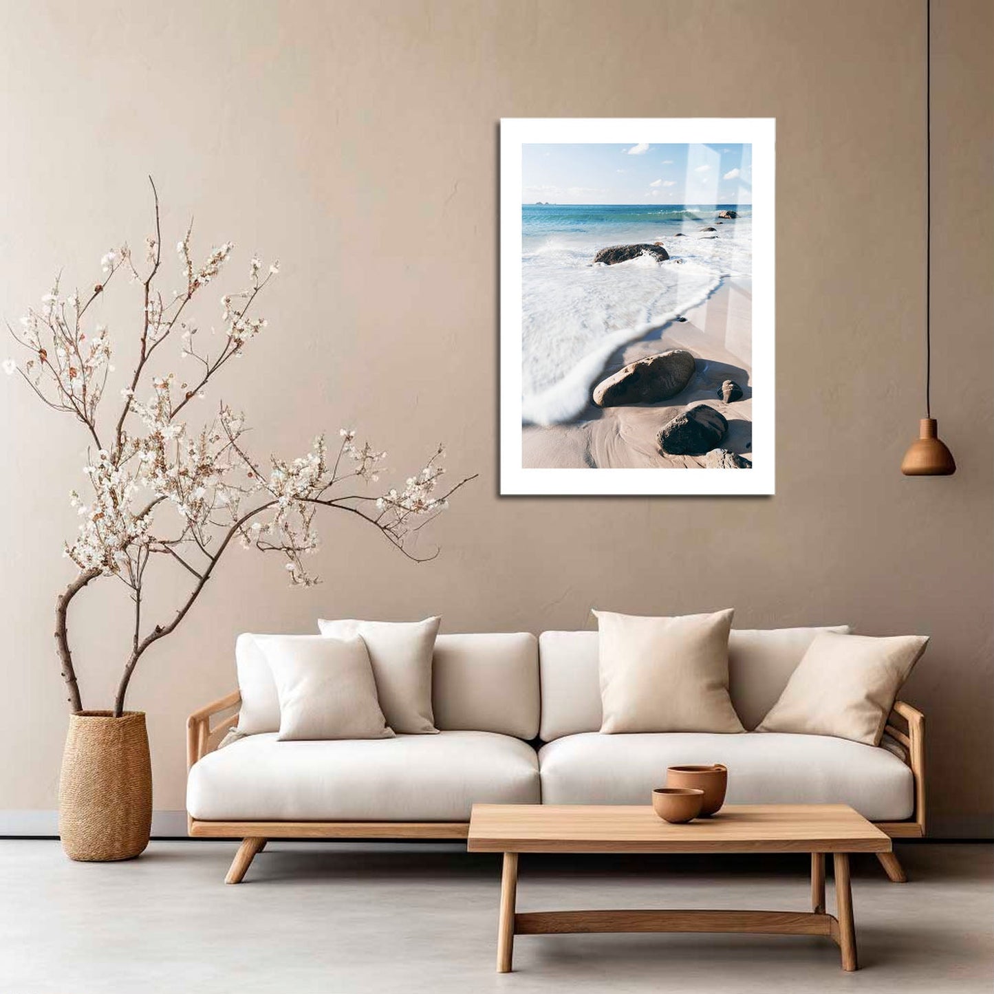 Wes Co Gallery Metal Poster Tranquil Shoreline Rocks 16" x 24" Home Goods - Coastal Border or edge to edge Metal Art Print