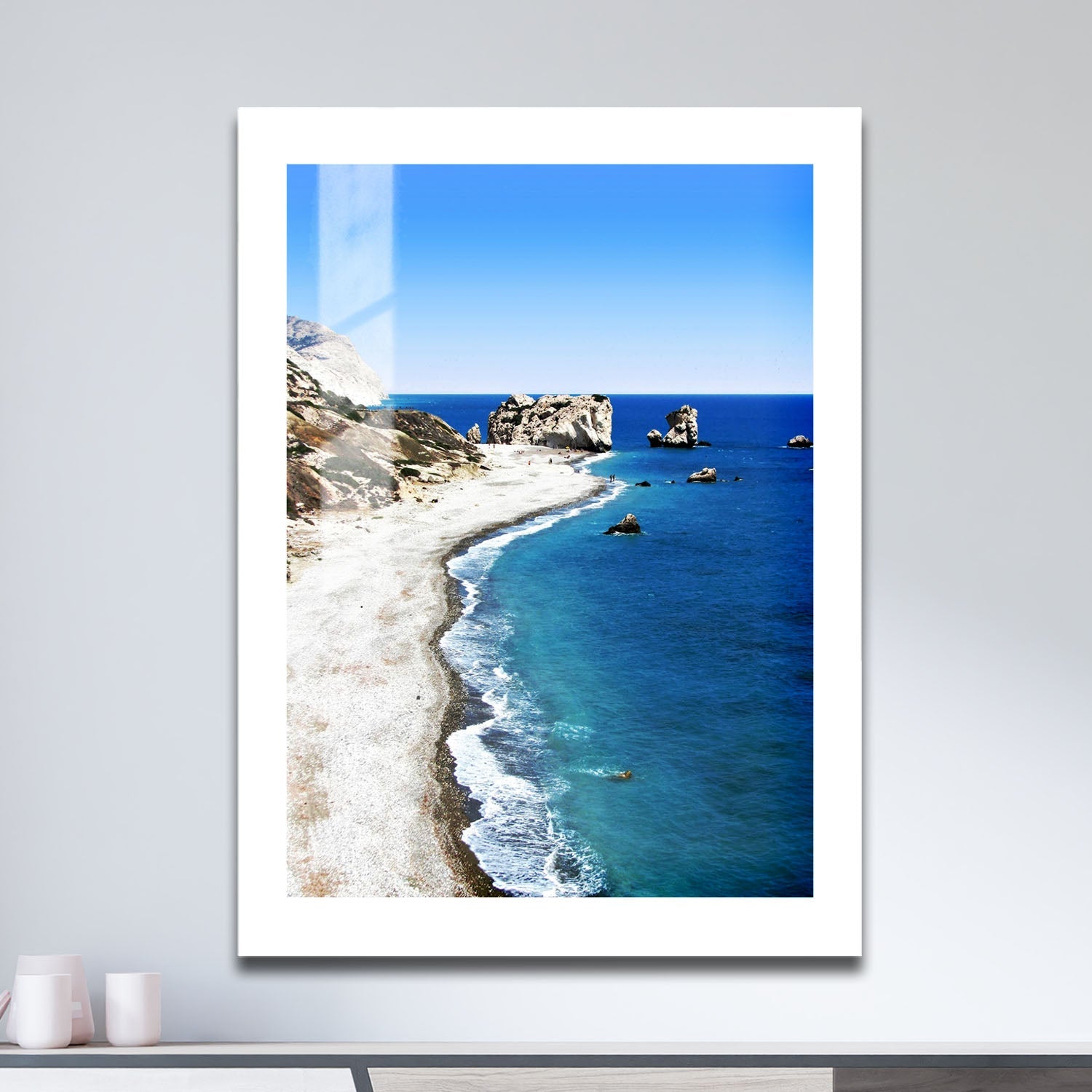 Wes Co Gallery Metal Poster Rocky Coastal Panorama 16" x 24" Home Goods - Coastal Border or edge to edge Metal Art Print