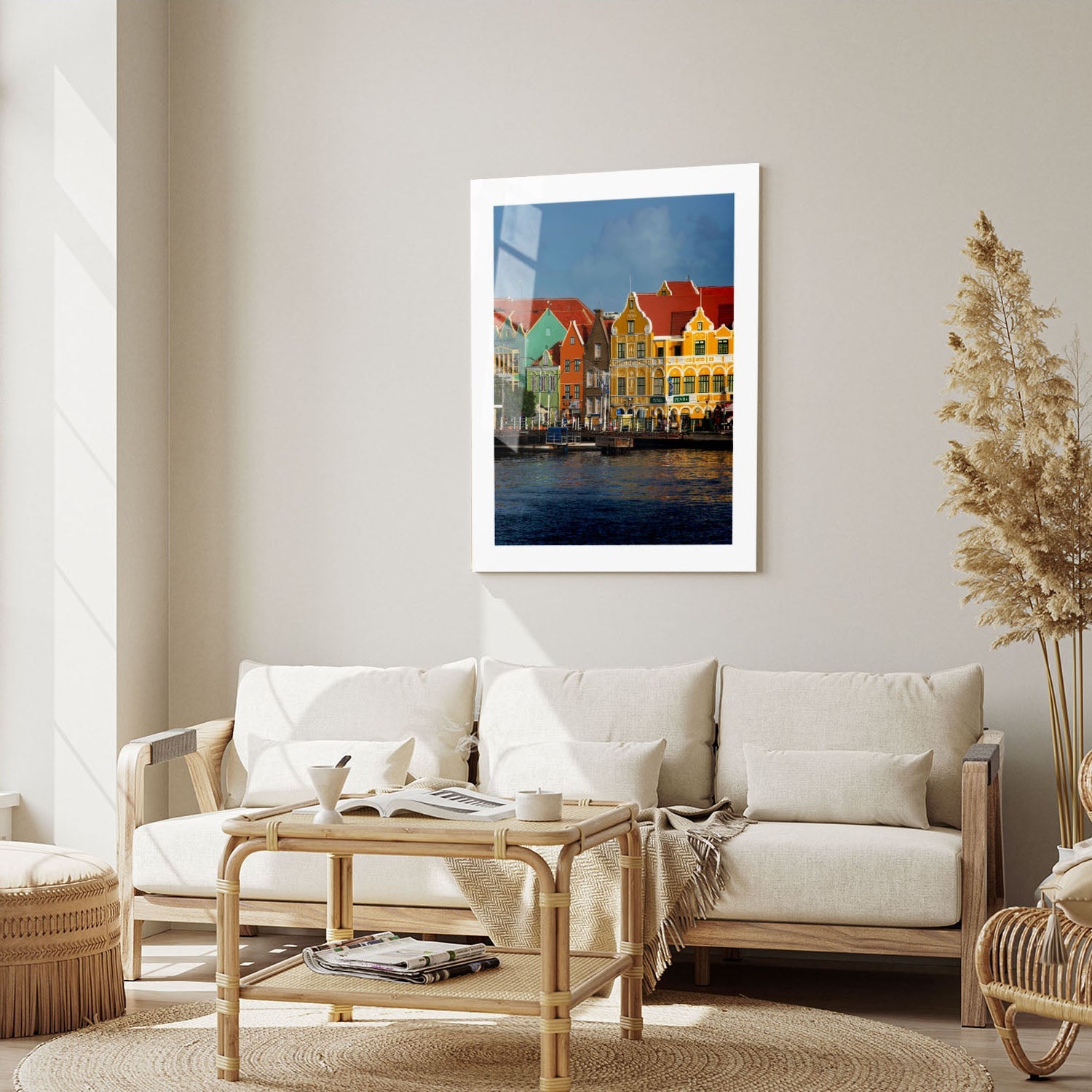 Wes Co Gallery Metal Poster Vibrant Waterfront Charm 16" x 24" Home Goods - Coastal Border or edge to edge Metal Art Print