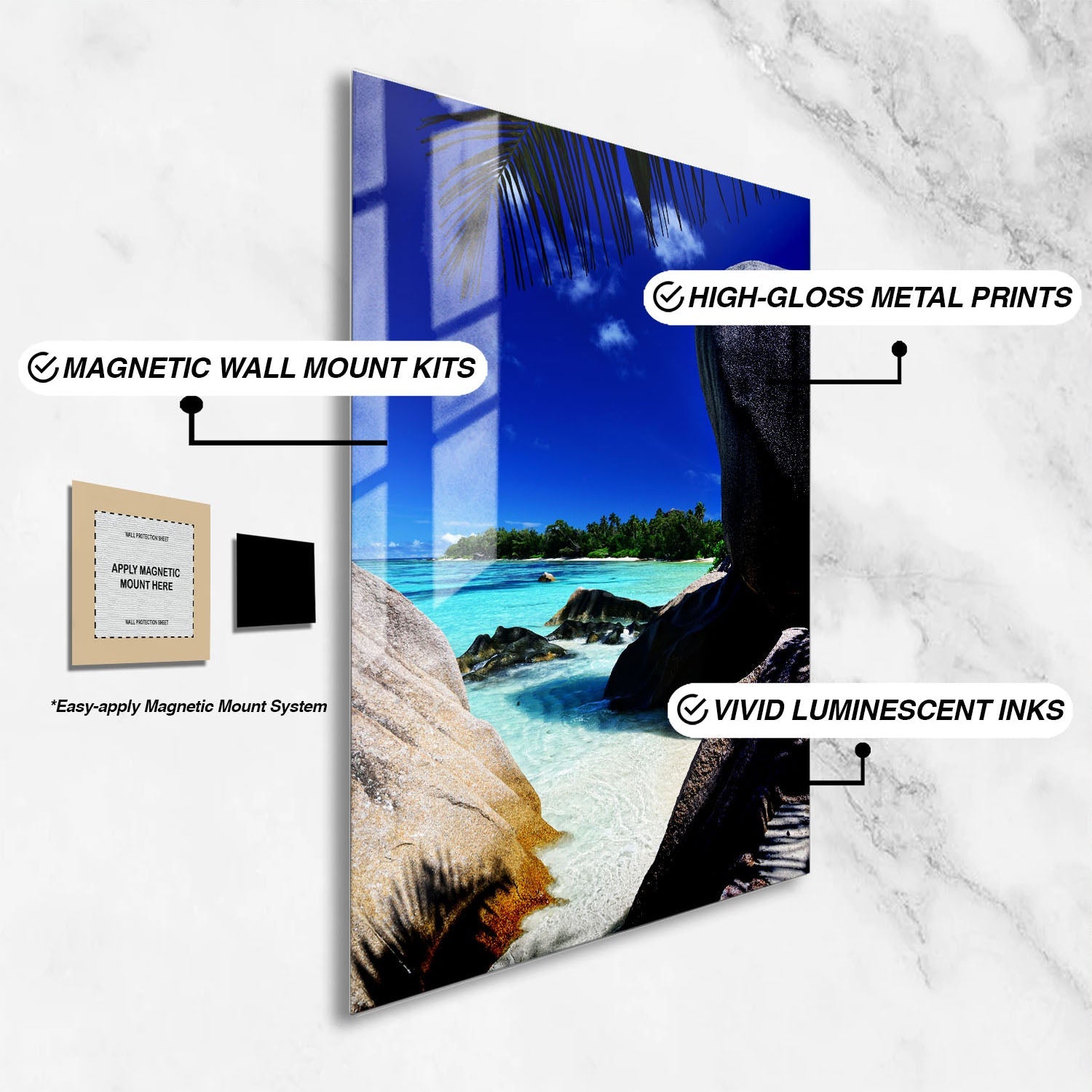 Wes Co Gallery Metal Poster Serene Coastal Escape 16" x 24" Home Goods - Coastal Border or edge to edge Metal Art Print