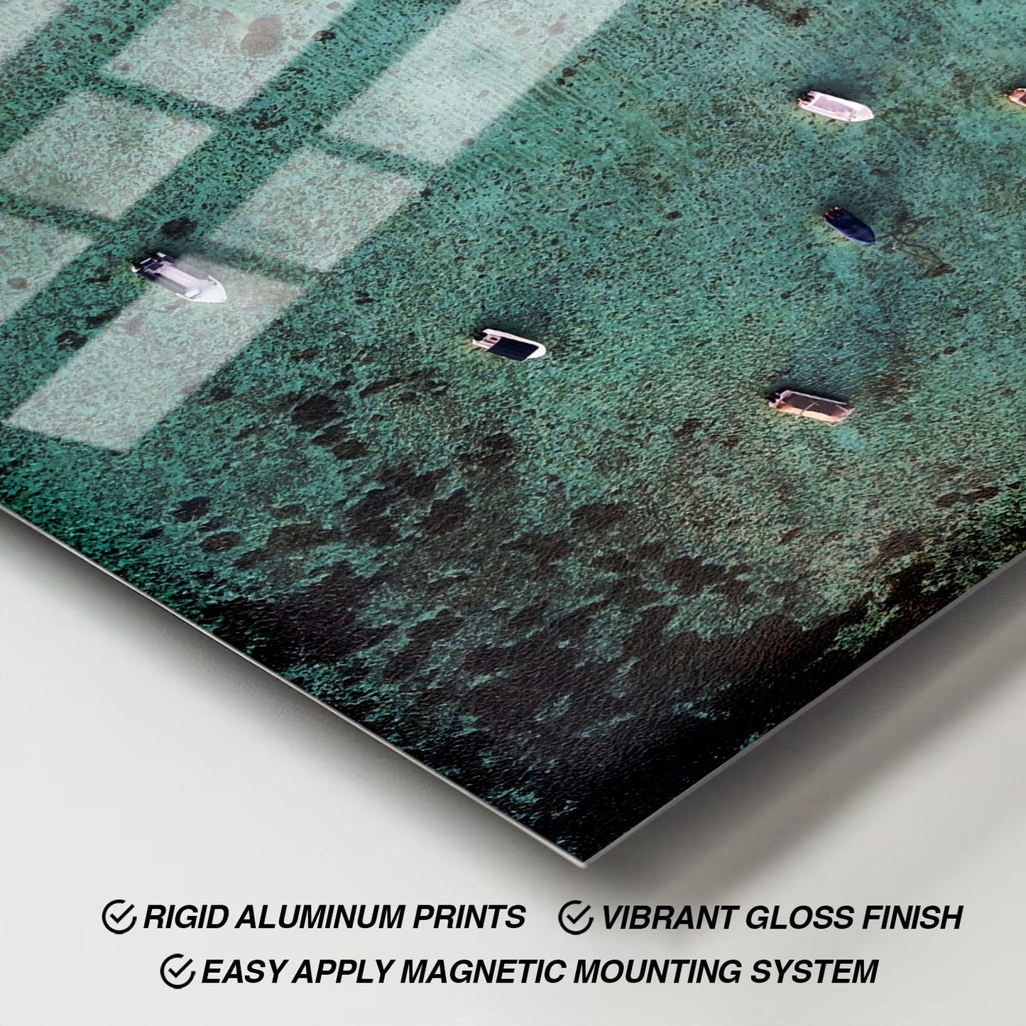 Wes Co Gallery Metal Poster Tranquil Aerial Shoreline 11" x 17" Home Goods - Coastal Border or edge to edge Metal Art Print