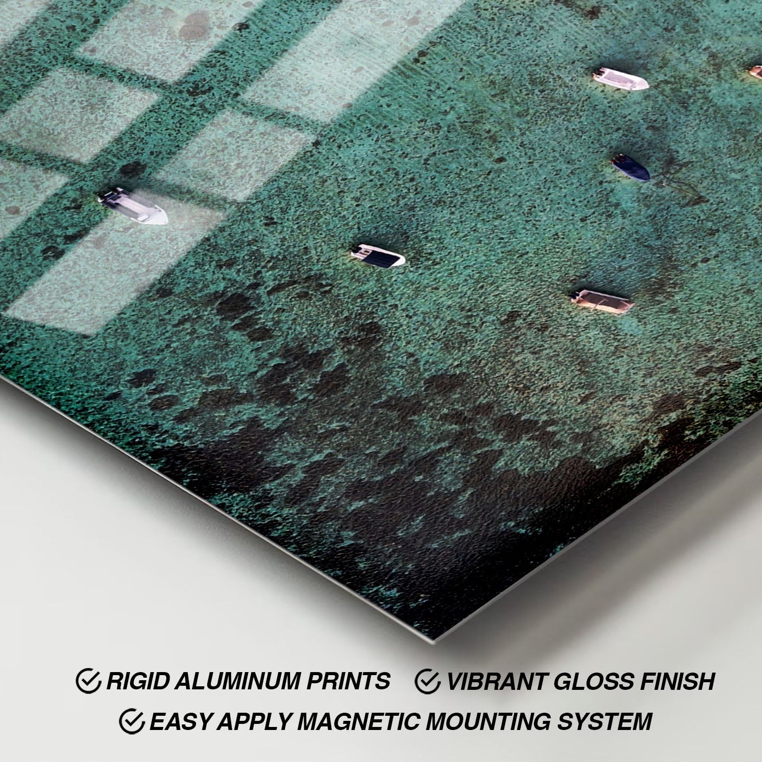 Wes Co Gallery Metal Poster Tranquil Aerial Shoreline 11" x 17" Home Goods - Coastal Border or edge to edge Metal Art Print