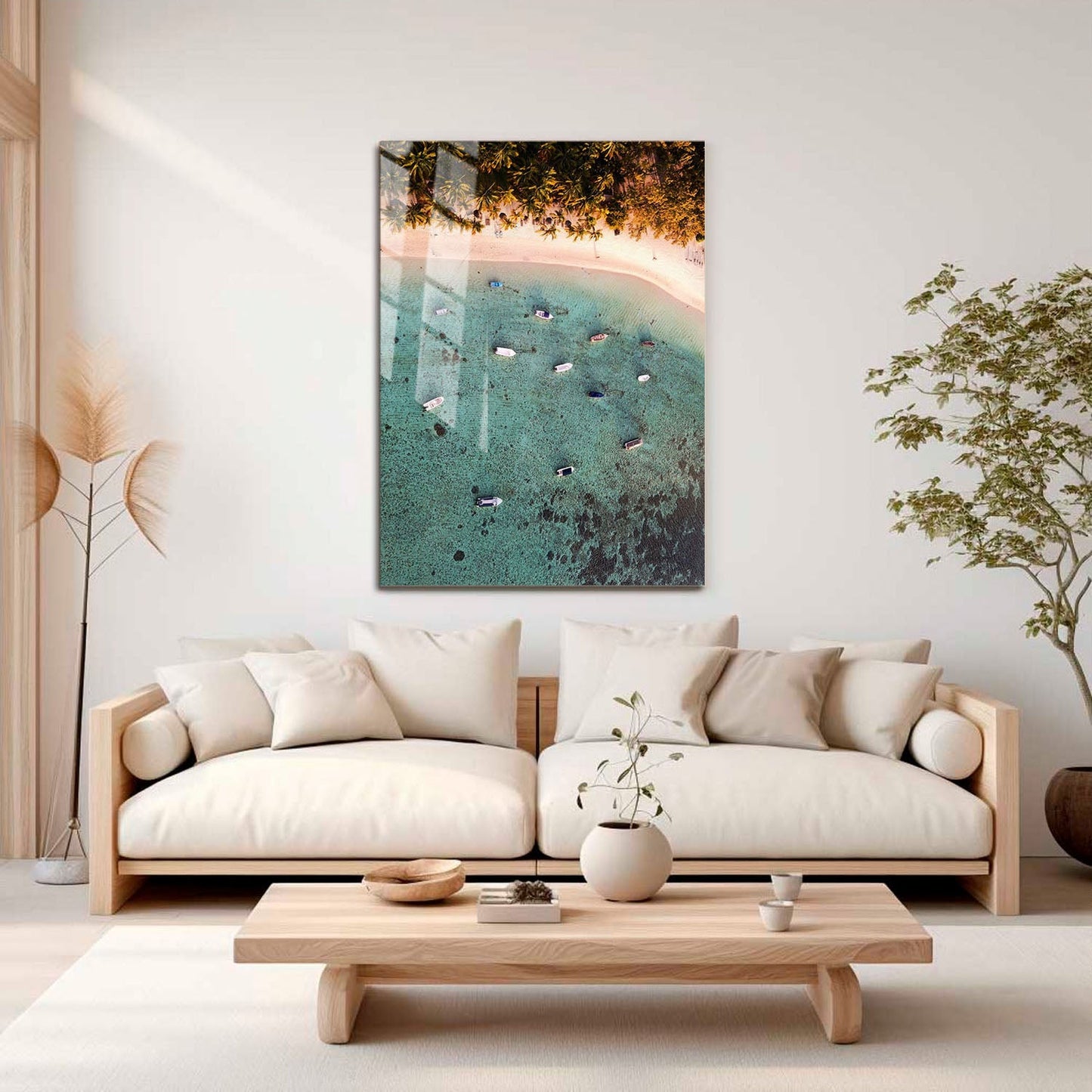 Wes Co Gallery Metal Poster Tranquil Aerial Shoreline 11" x 17" Home Goods - Coastal Border or edge to edge Metal Art Print