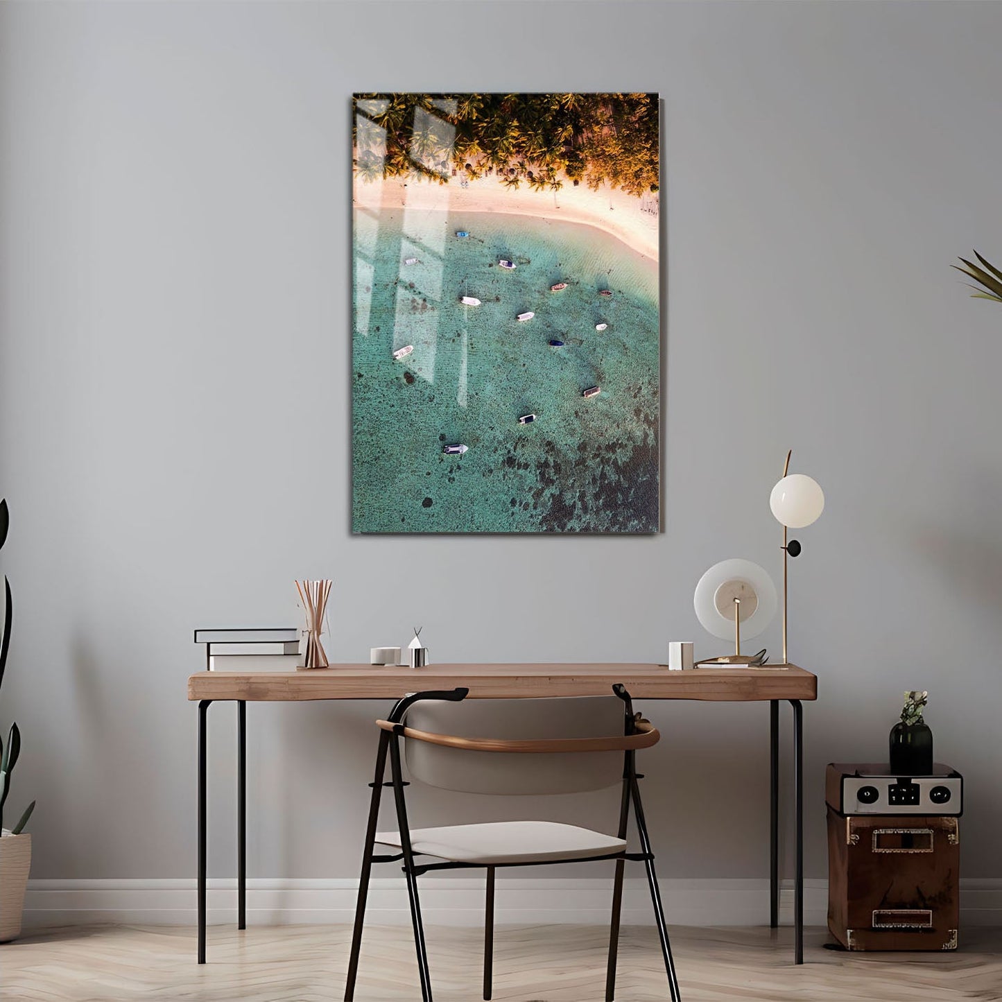 Wes Co Gallery Metal Poster Tranquil Aerial Shoreline 11" x 17" Home Goods - Coastal Border or edge to edge Metal Art Print