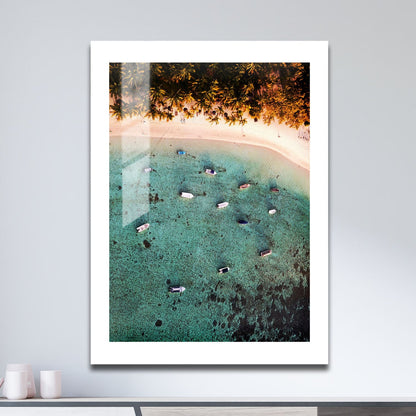 Wes Co Gallery Metal Poster Tranquil Aerial Shoreline 16" x 24" Home Goods - Coastal Border or edge to edge Metal Art Print