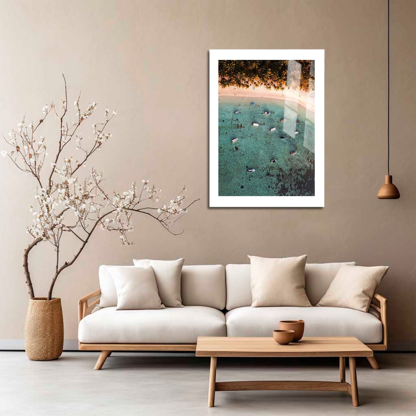 Wes Co Gallery Metal Poster Tranquil Aerial Shoreline 16" x 24" Home Goods - Coastal Border or edge to edge Metal Art Print