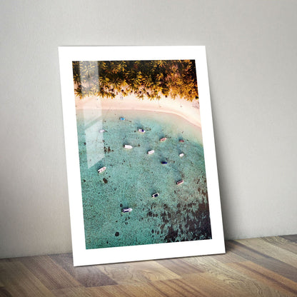 Wes Co Gallery Metal Poster Tranquil Aerial Shoreline 24" x 36" Home Goods - Coastal Border or edge to edge Metal Art Print