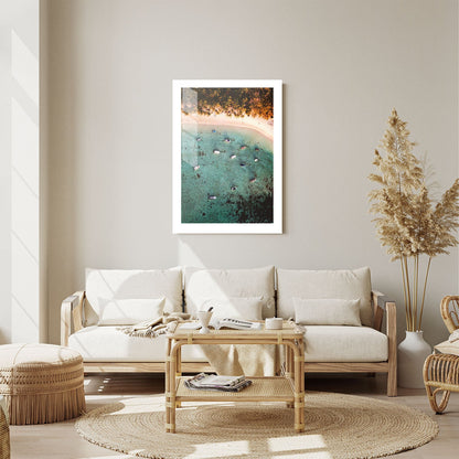 Wes Co Gallery Metal Poster Tranquil Aerial Shoreline 24" x 36" Home Goods - Coastal Border or edge to edge Metal Art Print