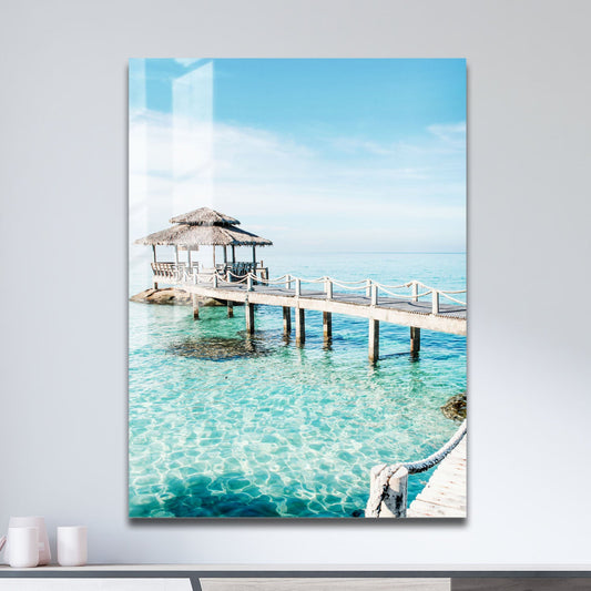 Wes Co Gallery Metal Poster Idyllic Island Retreat 11" x 17" Home Goods - Coastal Border or edge to edge Metal Art Print