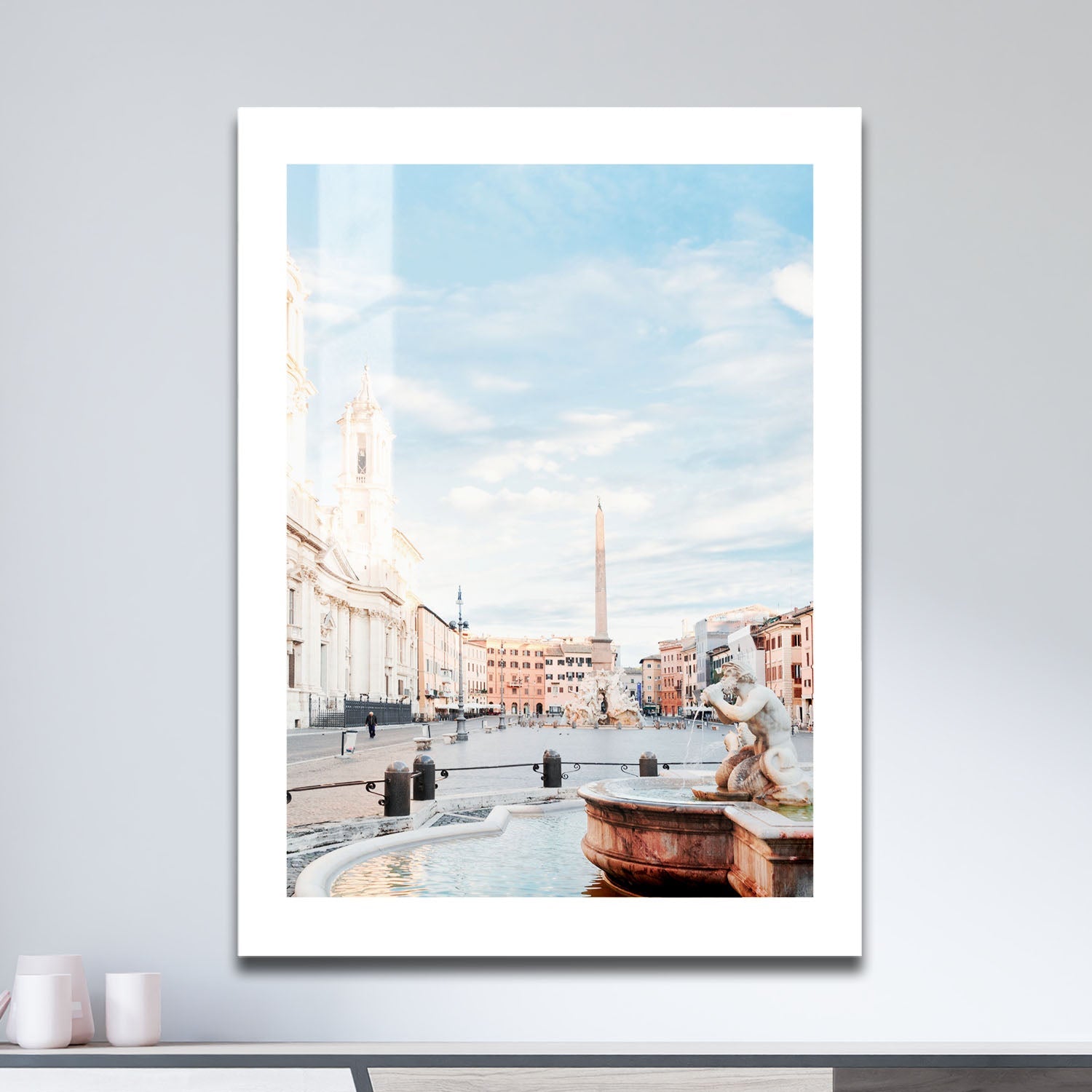 Wes Co Gallery Metal Poster Serene Piazza at Dawn 16" x 24" Home Goods - Photography Border or edge to edge Metal Art Print