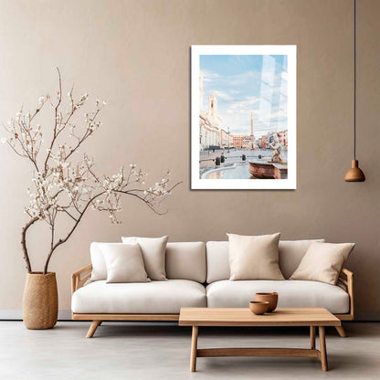 Wes Co Gallery Metal Poster Serene Piazza at Dawn 16" x 24" Home Goods - Photography Border or edge to edge Metal Art Print