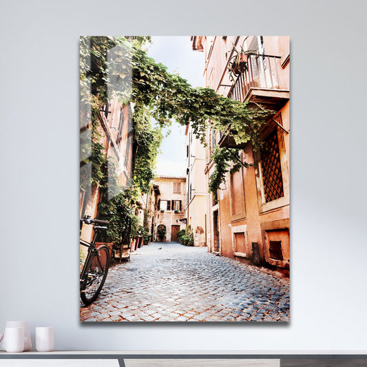 Wes Co Gallery Metal Poster Charming Cobblestone Alley 11" x 17" Home Goods - Photography Border or edge to edge Metal Art Print