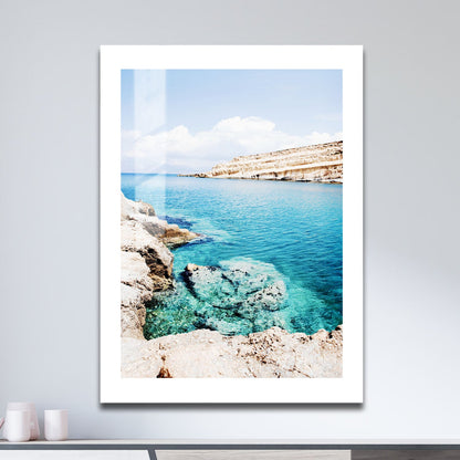 Wes Co Gallery Metal Poster Tranquil Cliffside Waters 16" x 24" Home Goods - Coastal Border or edge to edge Metal Art Print