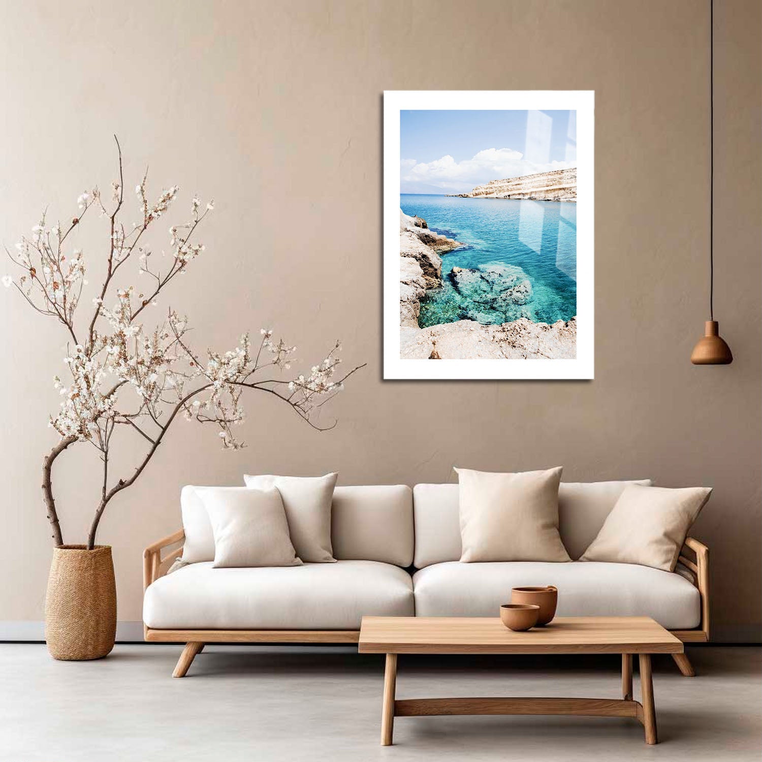 Wes Co Gallery Metal Poster Tranquil Cliffside Waters 16" x 24" Home Goods - Coastal Border or edge to edge Metal Art Print