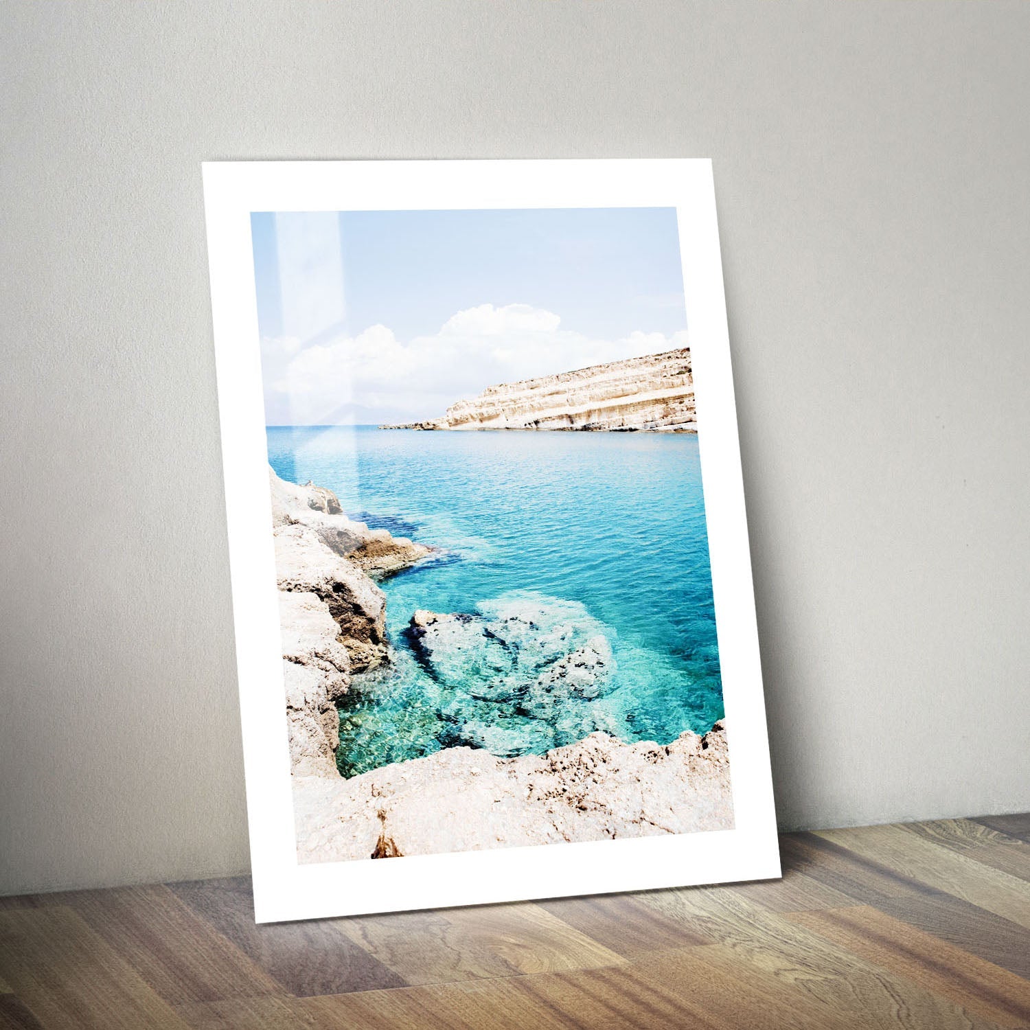 Wes Co Gallery Metal Poster Tranquil Cliffside Waters 24" x 36" Home Goods - Coastal Border or edge to edge Metal Art Print