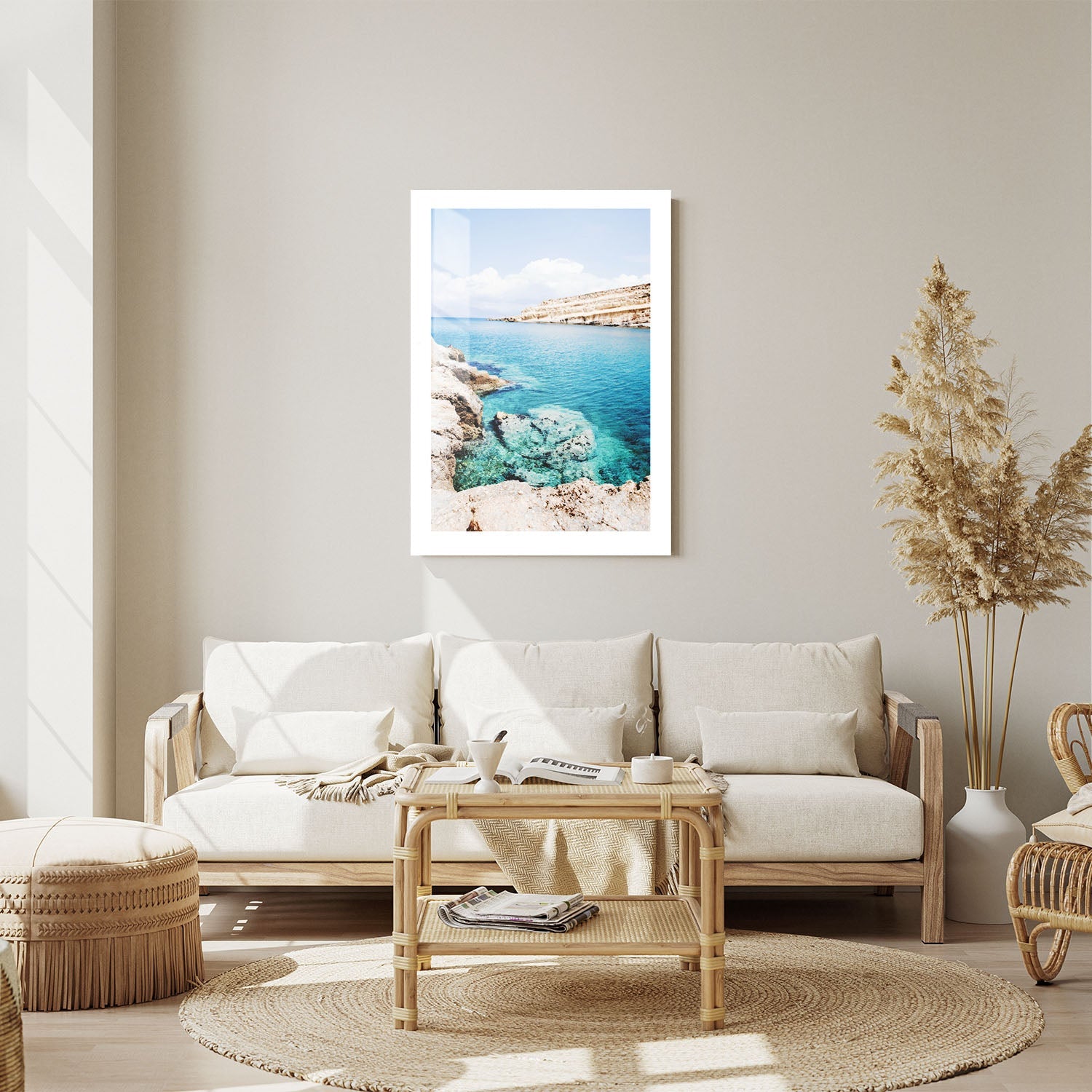 Wes Co Gallery Metal Poster Tranquil Cliffside Waters 24" x 36" Home Goods - Coastal Border or edge to edge Metal Art Print