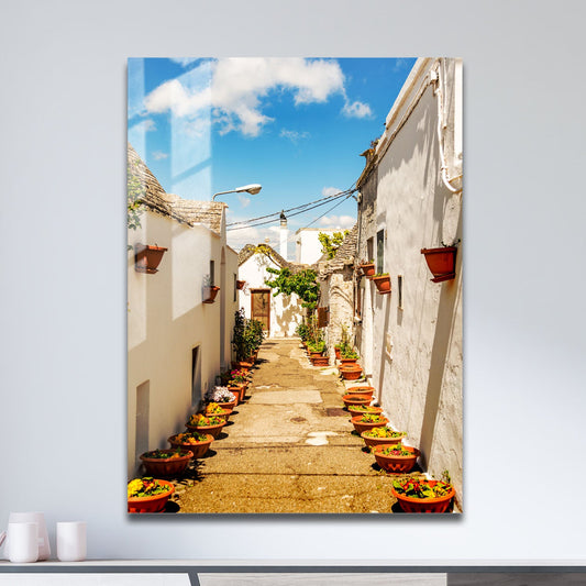 Wes Co Gallery Metal Poster Flower Lined Alleyway 11" x 17" Home Goods - Photography Border or edge to edge Metal Art Print