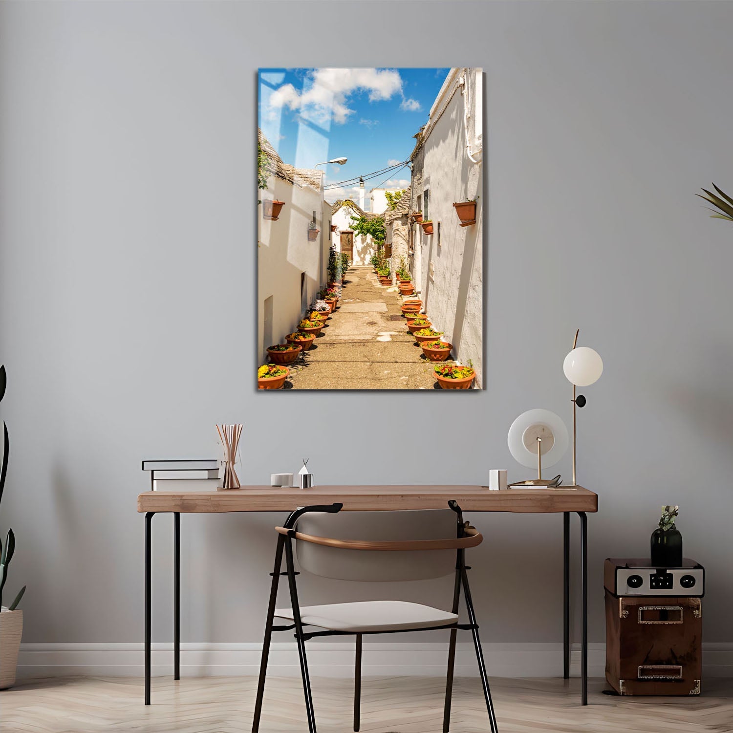 Wes Co Gallery Metal Poster Flower Lined Alleyway 11" x 17" Home Goods - Photography Border or edge to edge Metal Art Print