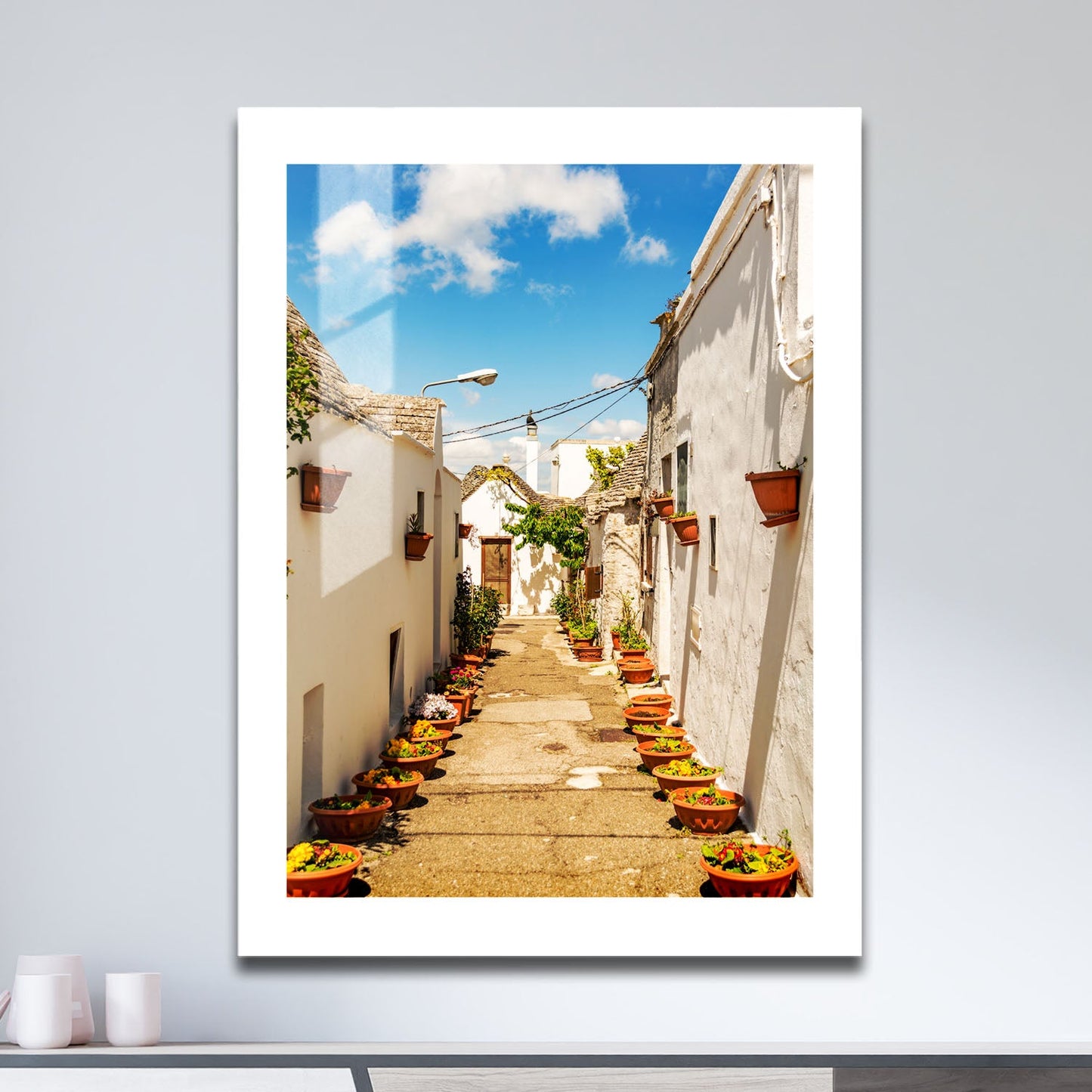 Wes Co Gallery Metal Poster Flower Lined Alleyway 16" x 24" Home Goods - Photography Border or edge to edge Metal Art Print