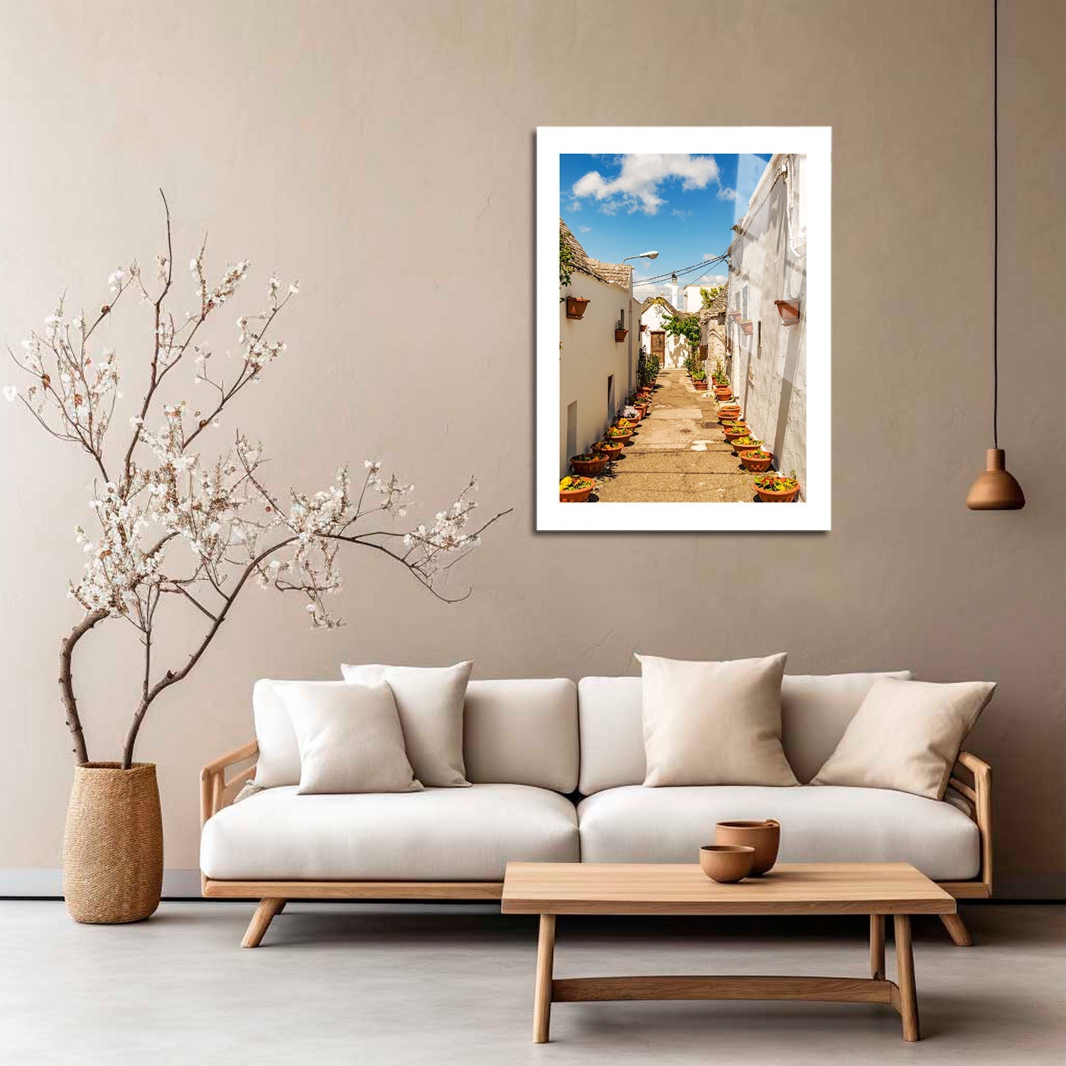 Wes Co Gallery Metal Poster Flower Lined Alleyway 16" x 24" Home Goods - Photography Border or edge to edge Metal Art Print