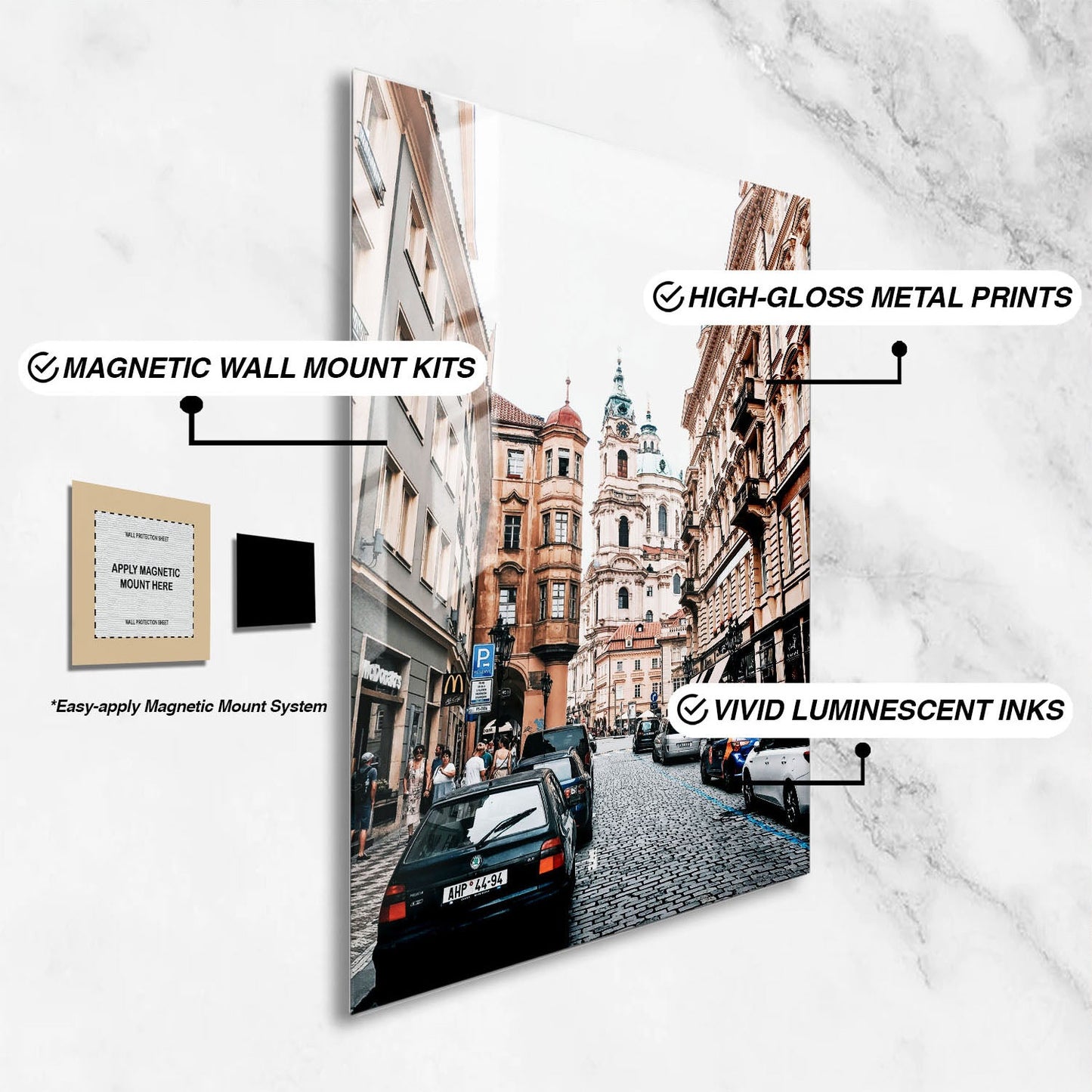 Wes Co Gallery Metal Poster Charming Prague Streets 16" x 24" Home Goods - Travels Border or edge to edge Metal Art Print
