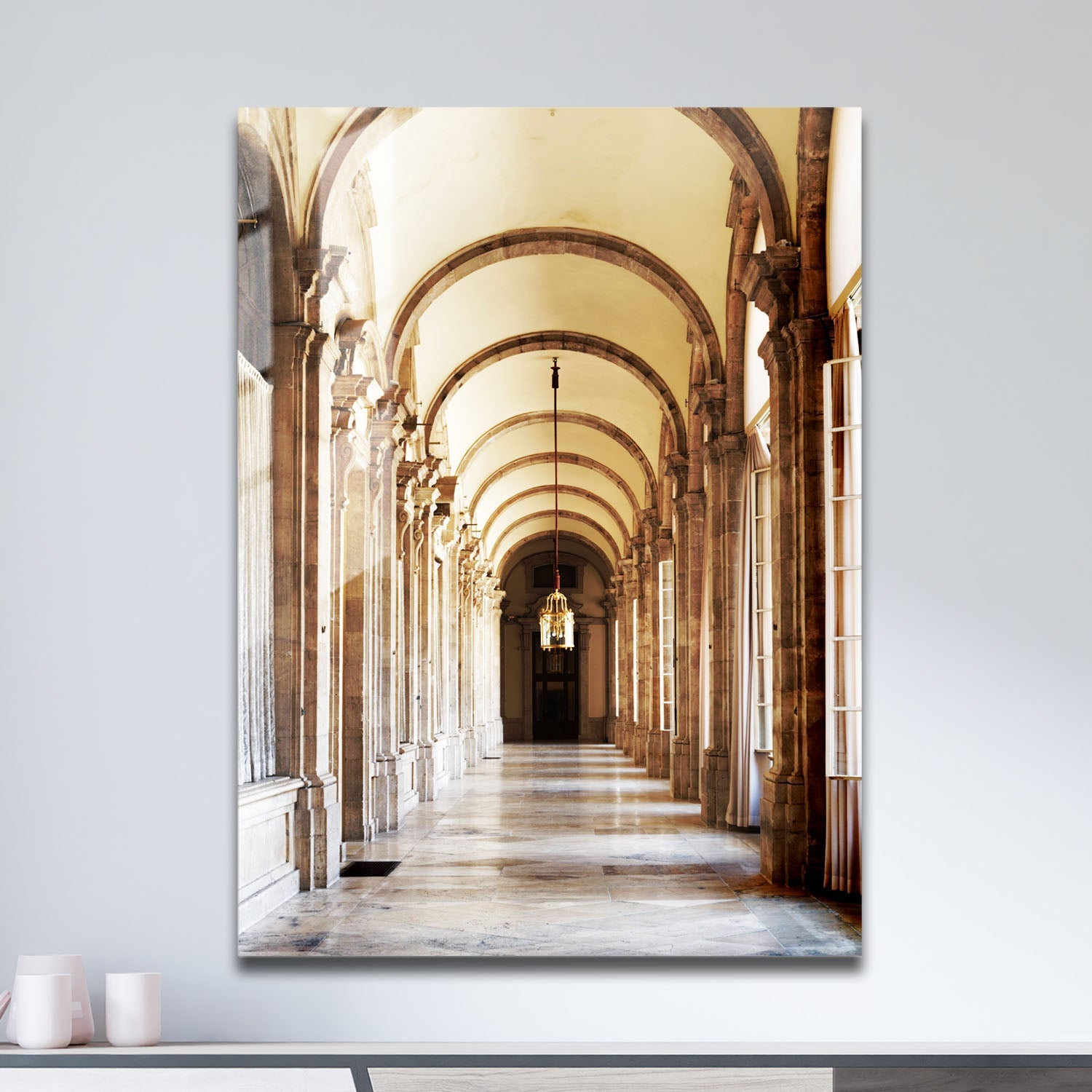 Wes Co Gallery Metal Poster Majestic Corridor Arches 11" x 17" Home Goods - Photography Border or edge to edge Metal Art Print