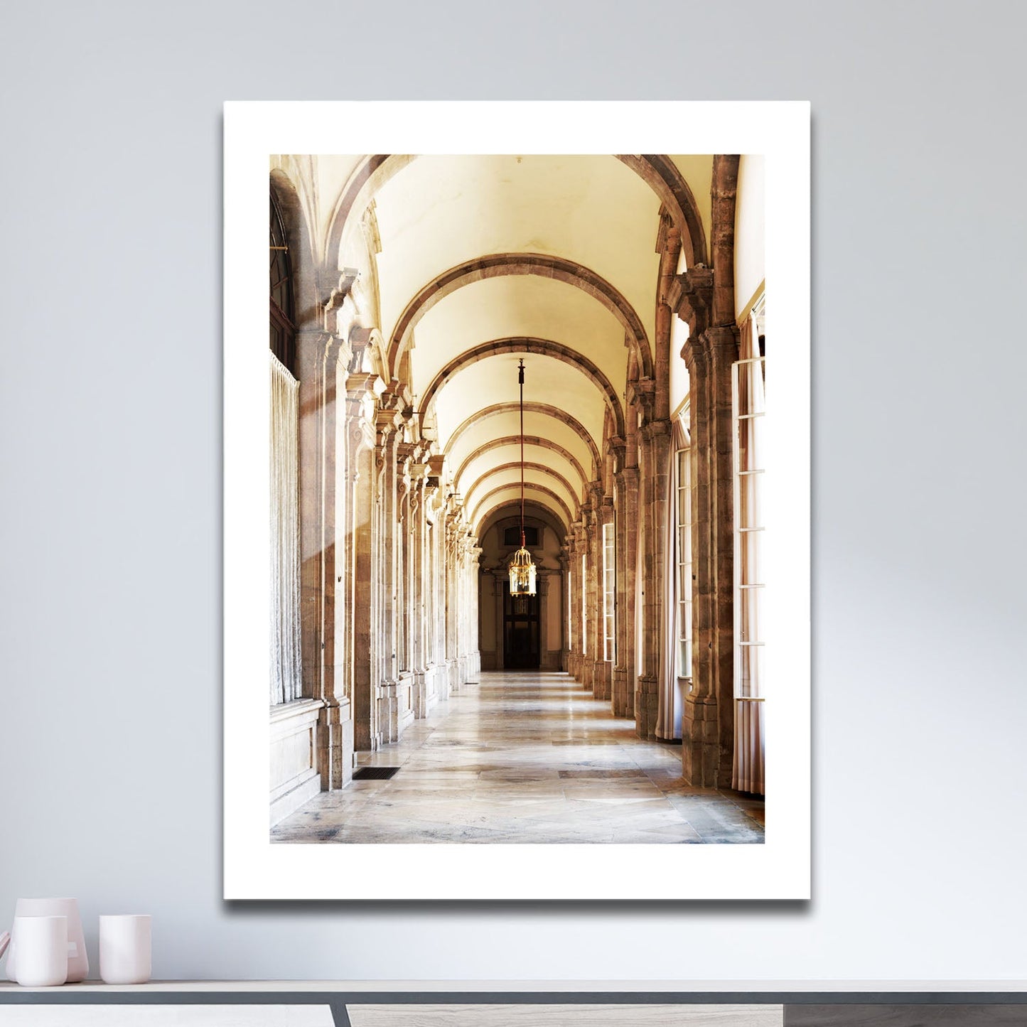 Wes Co Gallery Metal Poster Majestic Corridor Arches 16" x 24" Home Goods - Photography Border or edge to edge Metal Art Print