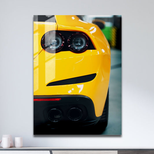 Wes Co Gallery Metal Poster Vibrant Yellow Sports Car 11" x 17" Home Goods - Cars Border or edge to edge Metal Art Print