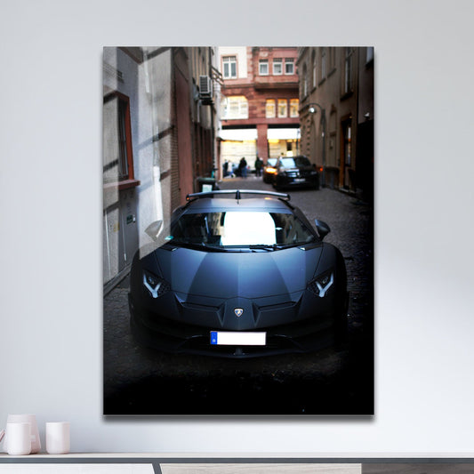 Wes Co Gallery Metal Poster Luxury Lambo in the Alley 11" x 17" Home Goods - Cars Border or edge to edge Metal Art Print