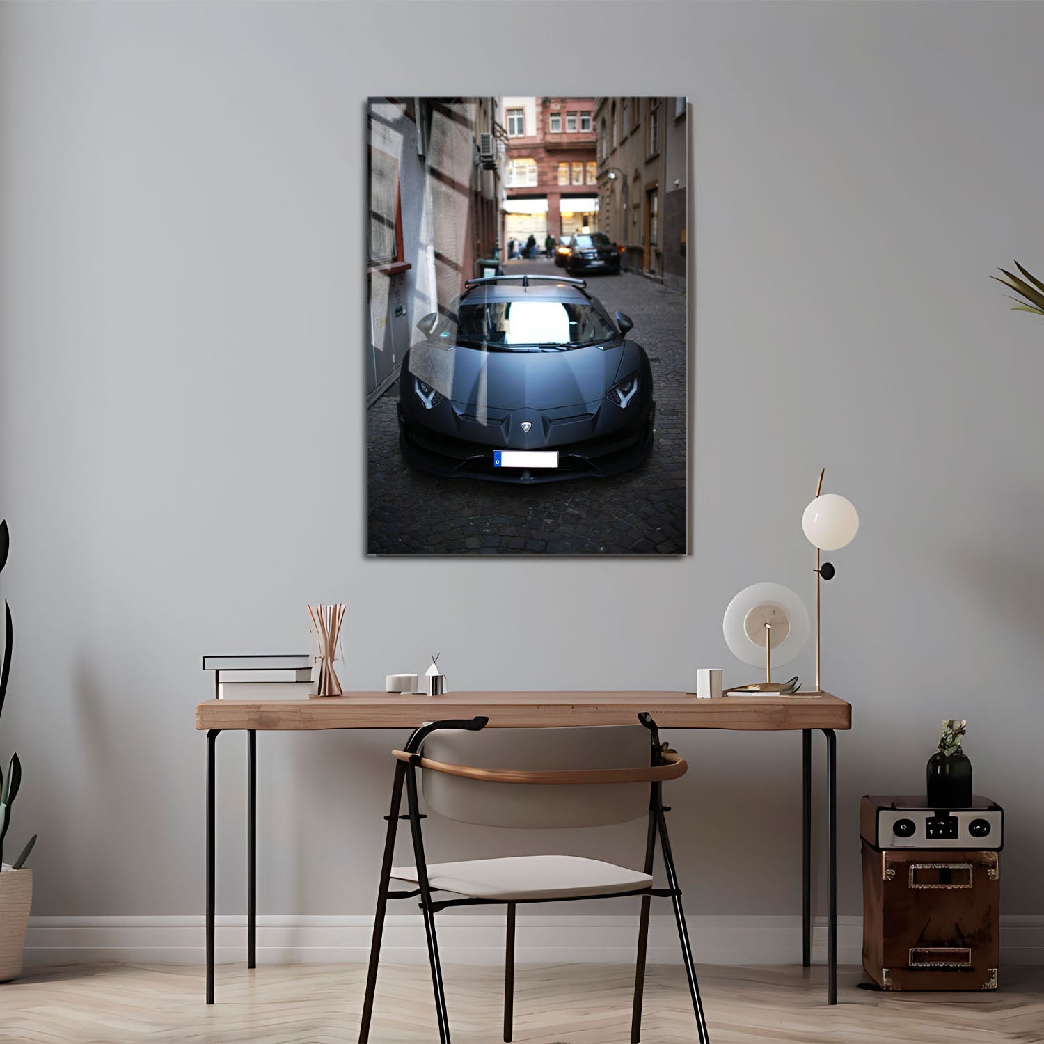 Wes Co Gallery Metal Poster Luxury Lambo in the Alley 11" x 17" Home Goods - Cars Border or edge to edge Metal Art Print