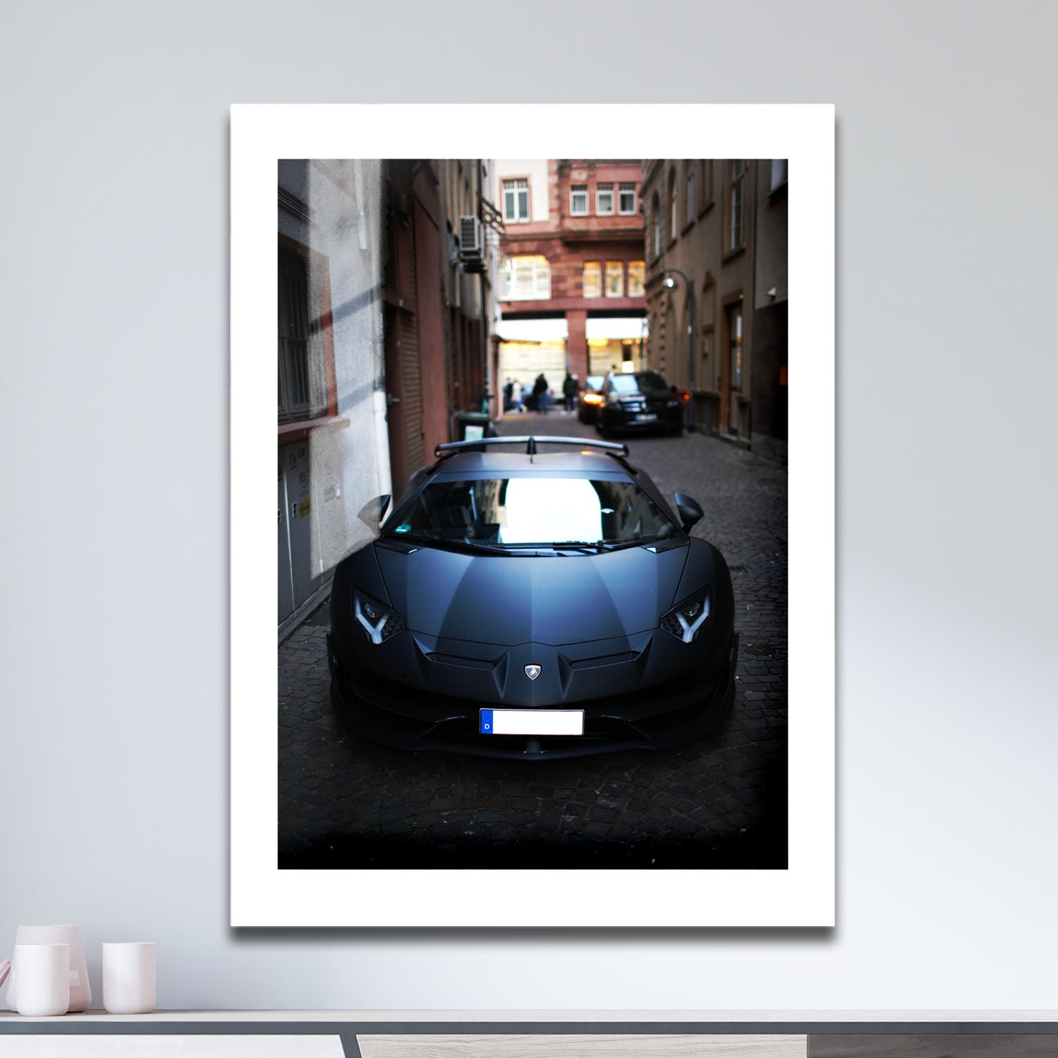 Wes Co Gallery Metal Poster Luxury Lambo in the Alley 16" x 24" Home Goods - Cars Border or edge to edge Metal Art Print