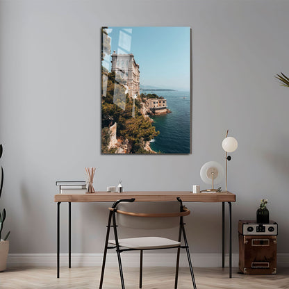 Wes Co Gallery Metal Poster Cliffside Tranquility 11" x 17" Home Goods - Coastal Border or edge to edge Metal Art Print