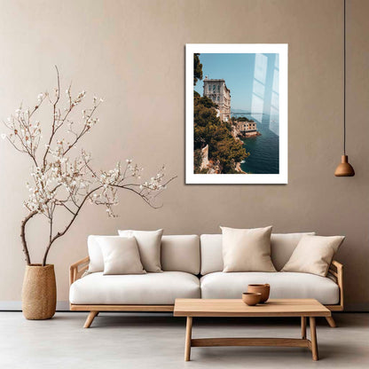 Wes Co Gallery Metal Poster Cliffside Tranquility 16" x 24" Home Goods - Coastal Border or edge to edge Metal Art Print